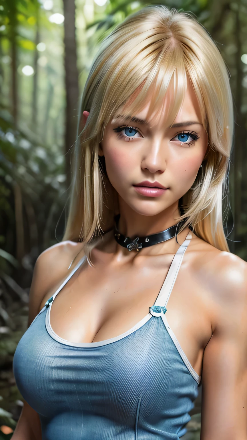 photo of Alice Eve, RAW, beautiful woman, ((full body portrait)), ((detailed face:1.2)), ((detailed facial feature, detailed skin, clear skin), ((detailed beautiful female eyes)), (Beautiful cute face), (beautiful female hands), ((perfect female figure)), (perfect proportioned body, cleavage), (short bob cut hair), (wearing bikini), (high detailed tropical waterfalls background), (god rays and lens flares through the trees:1.5), (realistic photo, best quality, detailed), (8k wallpaper), (cinematic lighting, dramatic lighting) (sharp focus, intricate)