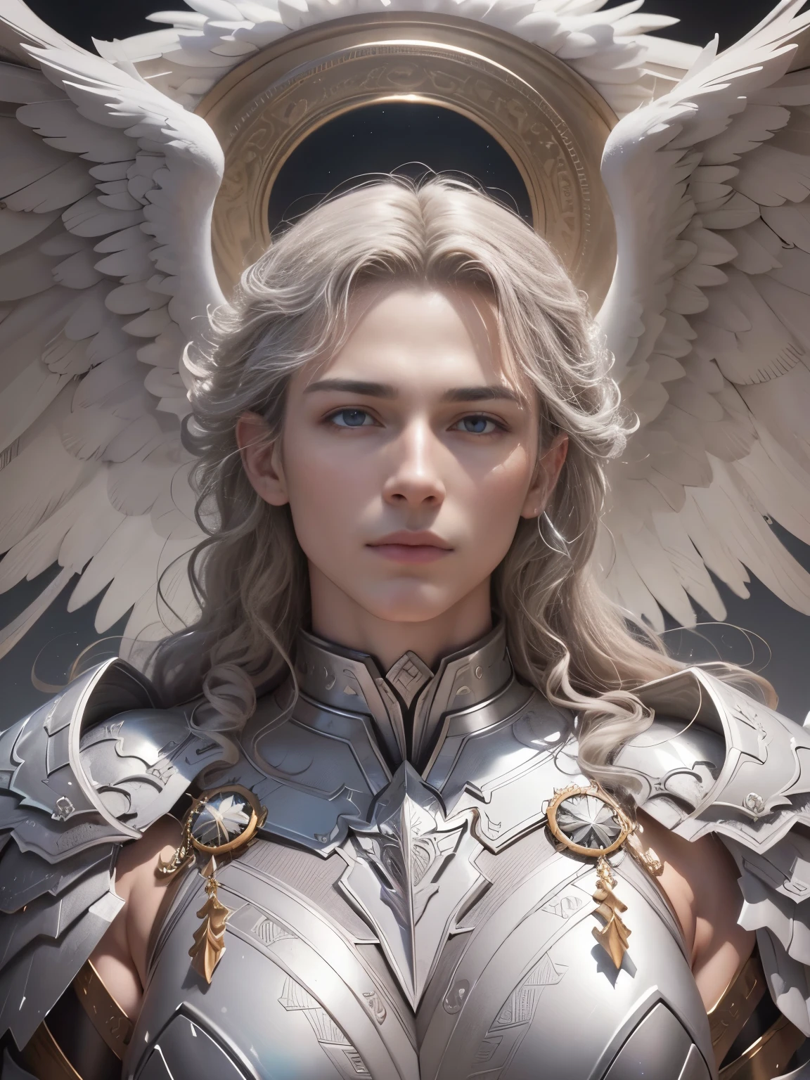 archangel michael、Four Archangel Last Piece,highest quality,super detailed,High resolution,High resolution,4k,Portrait in 4k,8k,8k Portrait,unity 8k wallpaper,Highly detailed CG,realistic,RAW photo,real person,portrait photography,realistic,shiny skin,fine skin,(Human Angel)