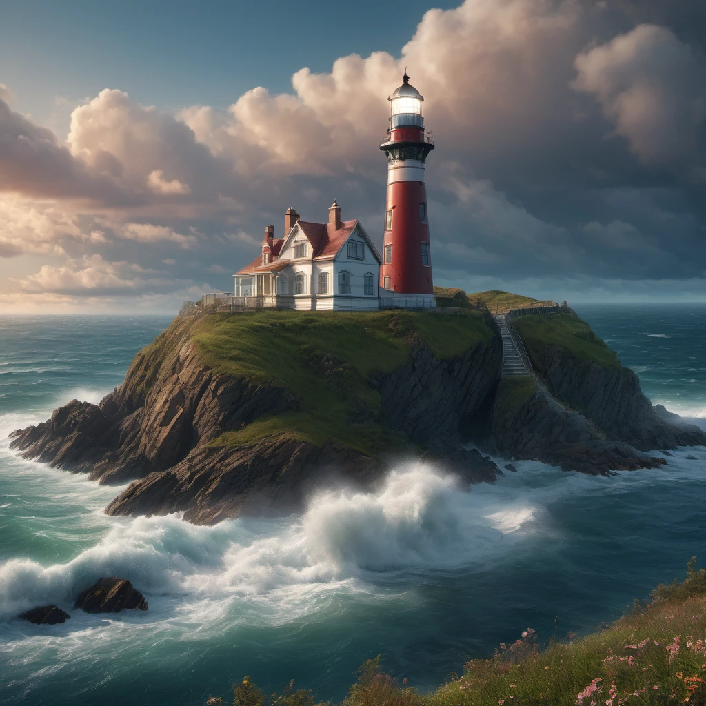 Lighthouse, aesthetic, extremely detailed, Universal lighthouse, Epic cinematic brilliant stunning intricate meticulously detailed dramatic atmospheric maximalist digital matte painting