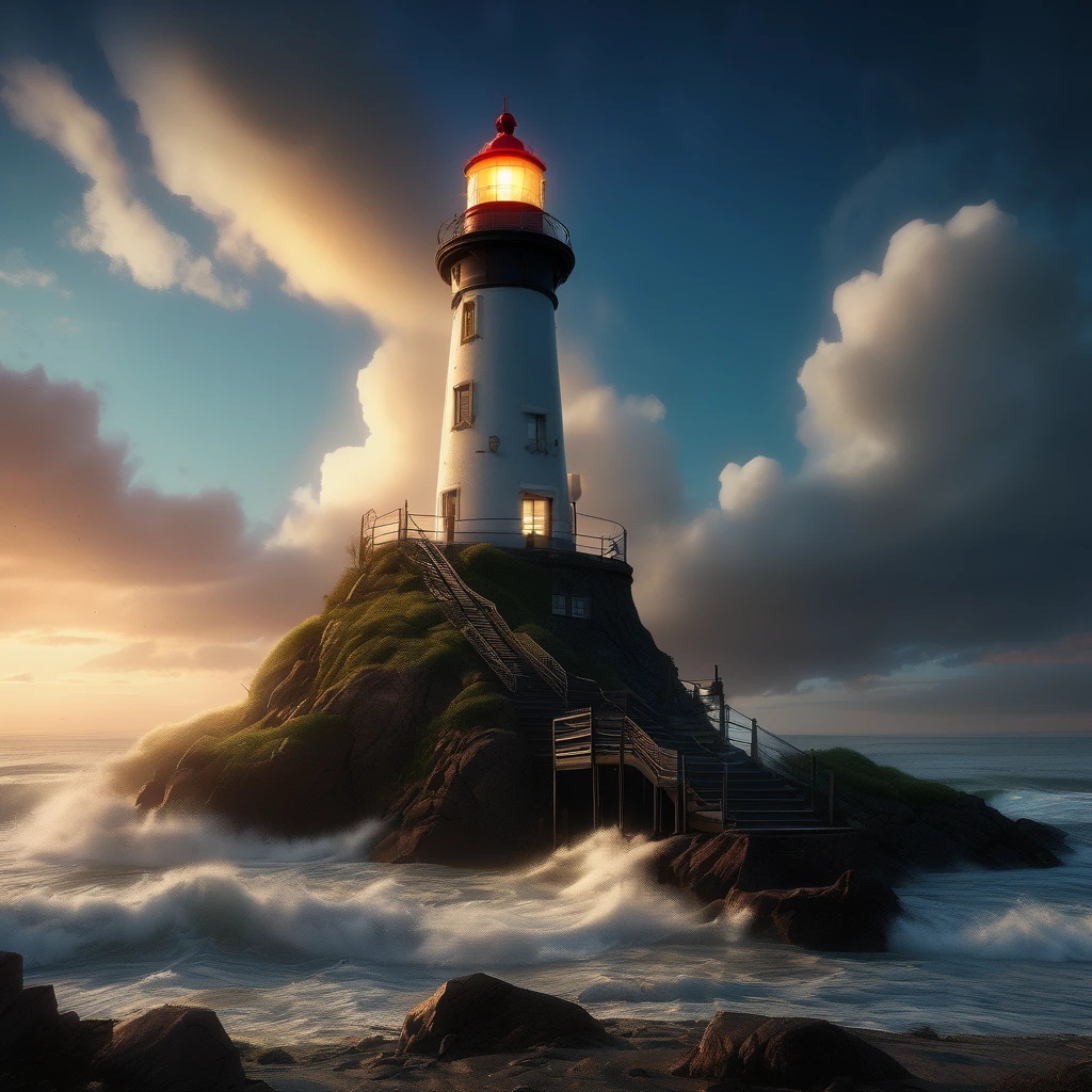 Lighthouse, aesthetic, extremely detailed, Universal lighthouse, Epic cinematic brilliant stunning intricate meticulously detailed dramatic atmospheric maximalist digital matte painting