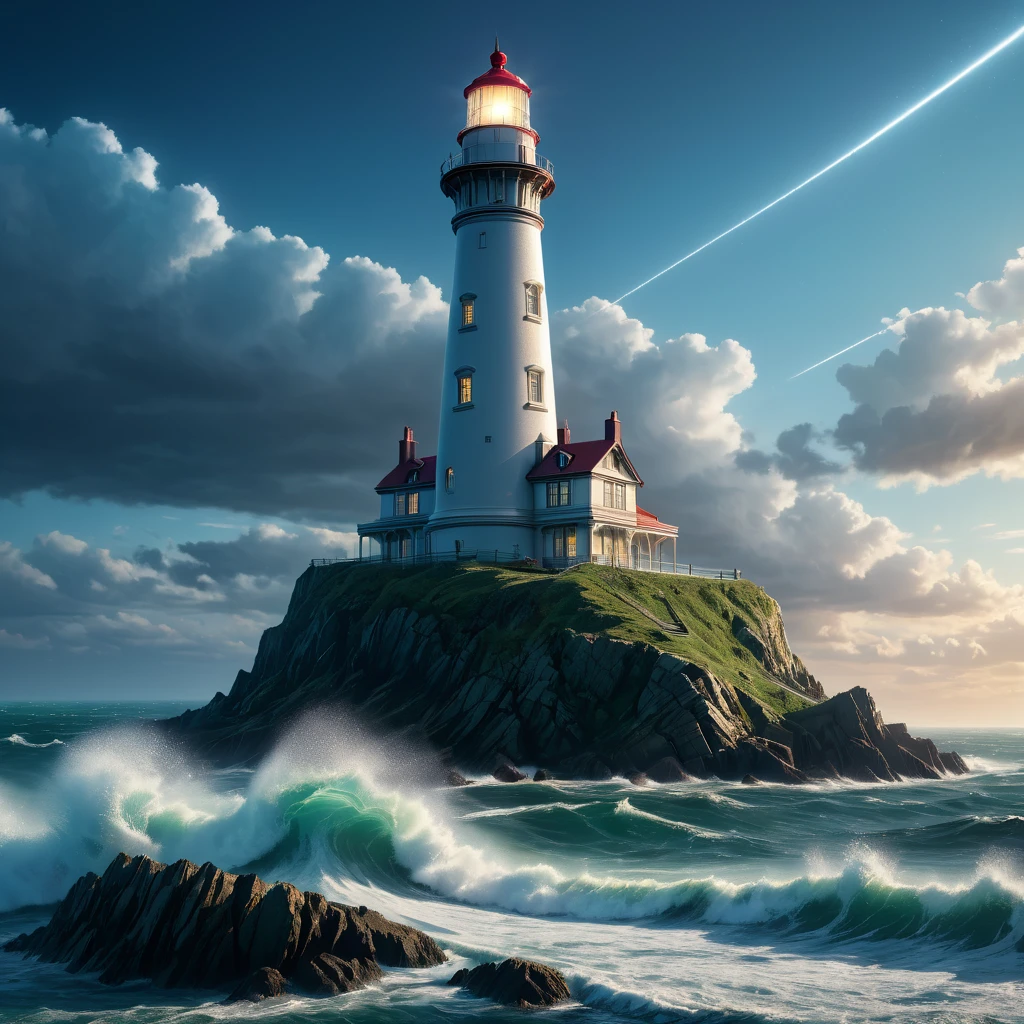 Lighthouse, aesthetic, extremely detailed, Universal lighthouse, Epic cinematic brilliant stunning intricate meticulously detailed dramatic atmospheric maximalist digital matte painting