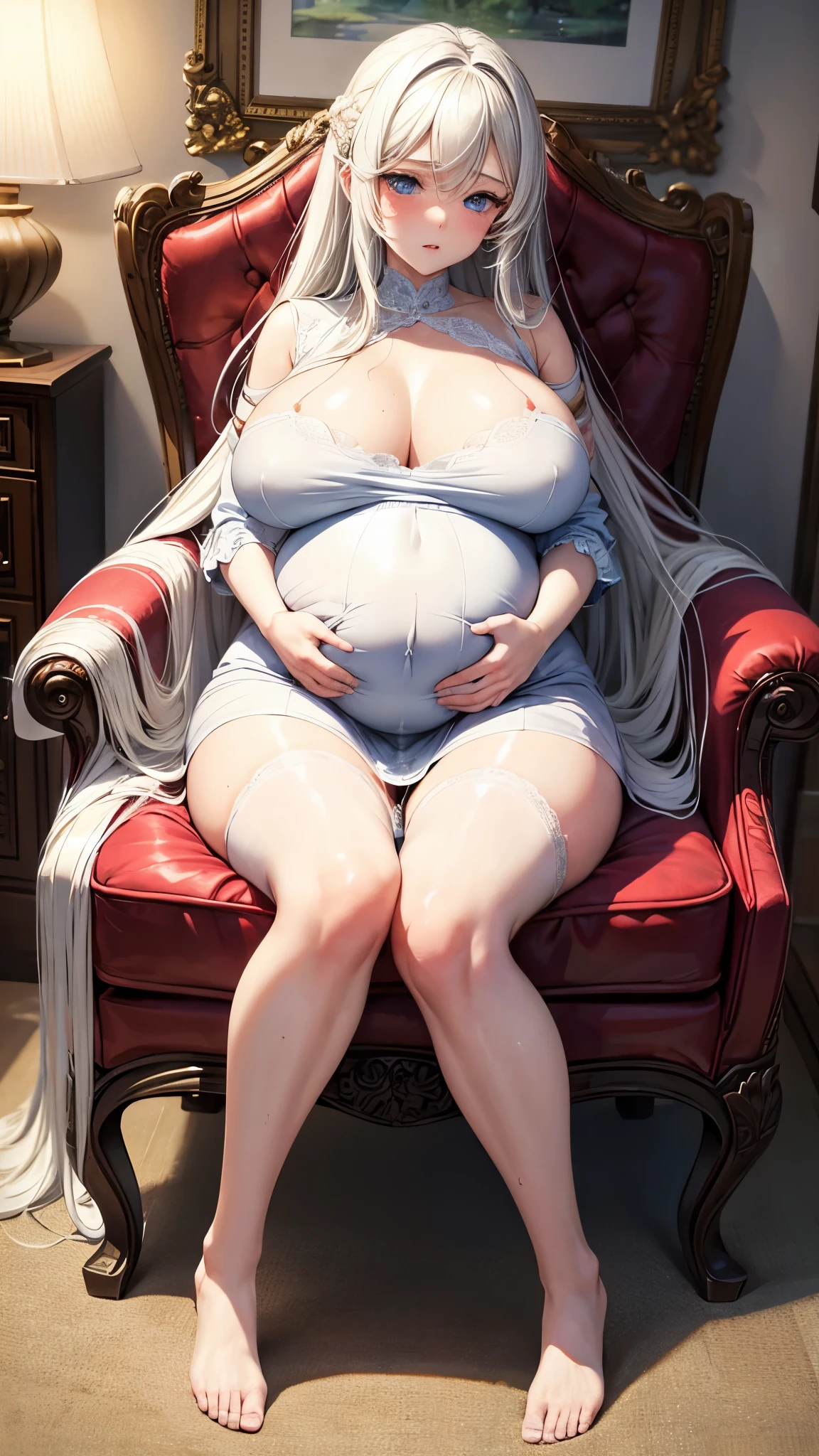 Very mature girl, Long white hair, blue eyes, Pregnant, having Pregnant, Big breasts, wide thighs, oppai, heavily pregnant!!!!!!, Longhair, Sit down, pussy, pussy wet, pee, Sit on the chair, legs apart!!!!, Giving birth!!, Amniotic fluid, Squirt, very big pregnant!!!!, Pussy protruding, A look at the pussy