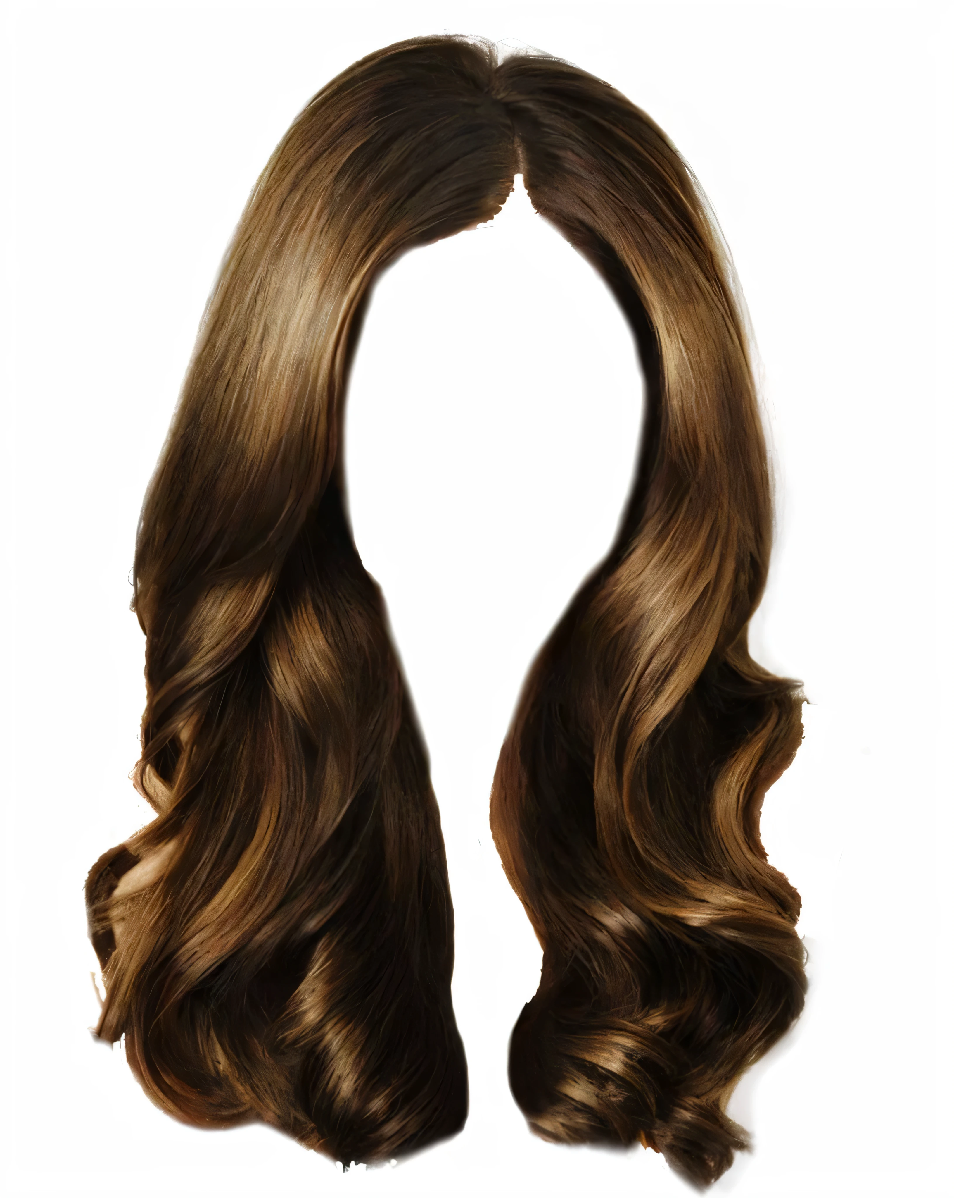 a close up of a pair of long brown hair, hair : long brown, realistic hair, brown wavy hair, long wavy brown hair, long brown wavy hair, brown hair flow, brown flowing hair, long wavy brunette hair, wavy, dynamic wavy hair, blond brown long hair, frontal realistic, brown long and straight hair, coiffed brown hair