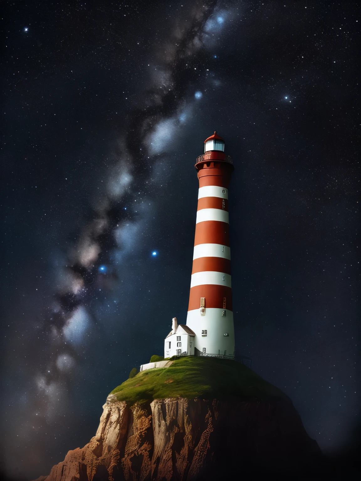 realistic photo, deep space lighthouse, depth of field, film grain, RAW photo, hdr, 8k,