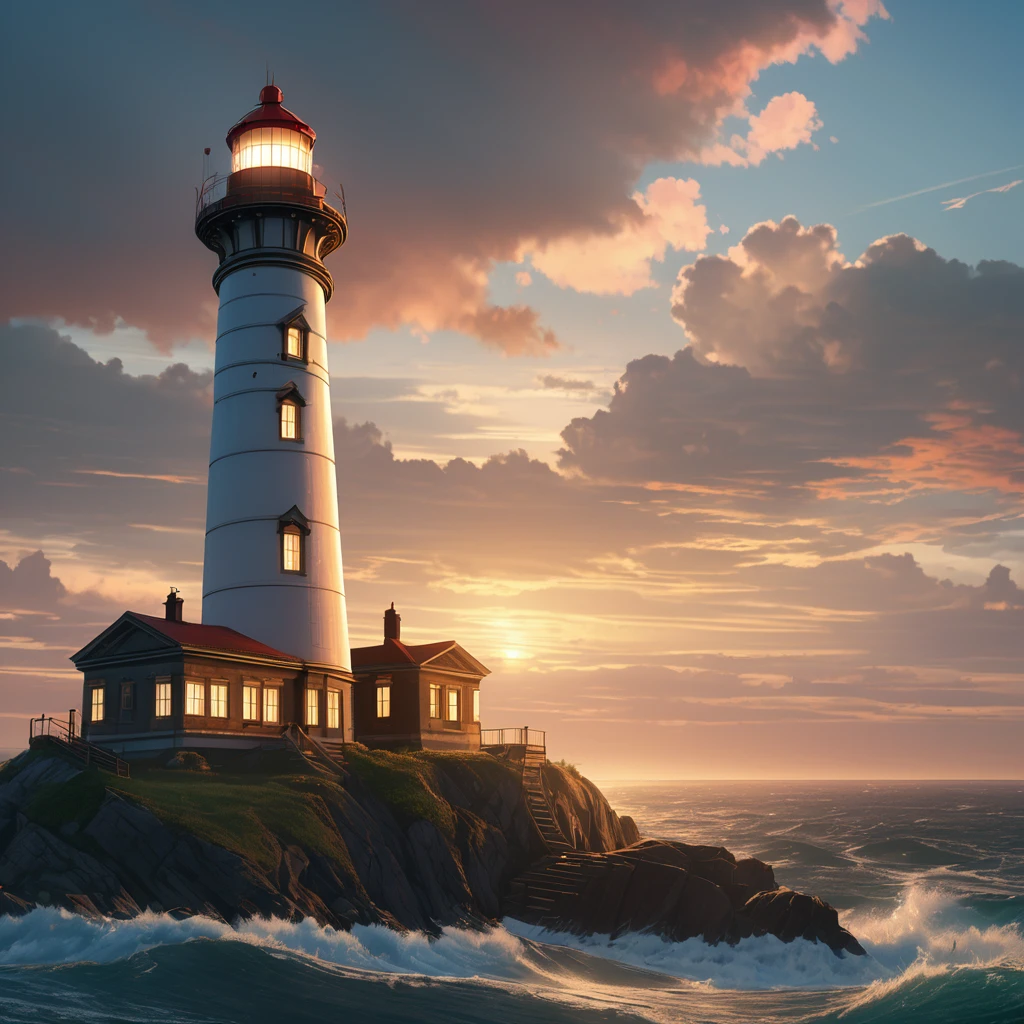 Lighthouse, aesthetic, extremely detailed, Universal lighthouse, Epic cinematic brilliant stunning intricate meticulously detailed dramatic atmospheric maximalist digital matte painting