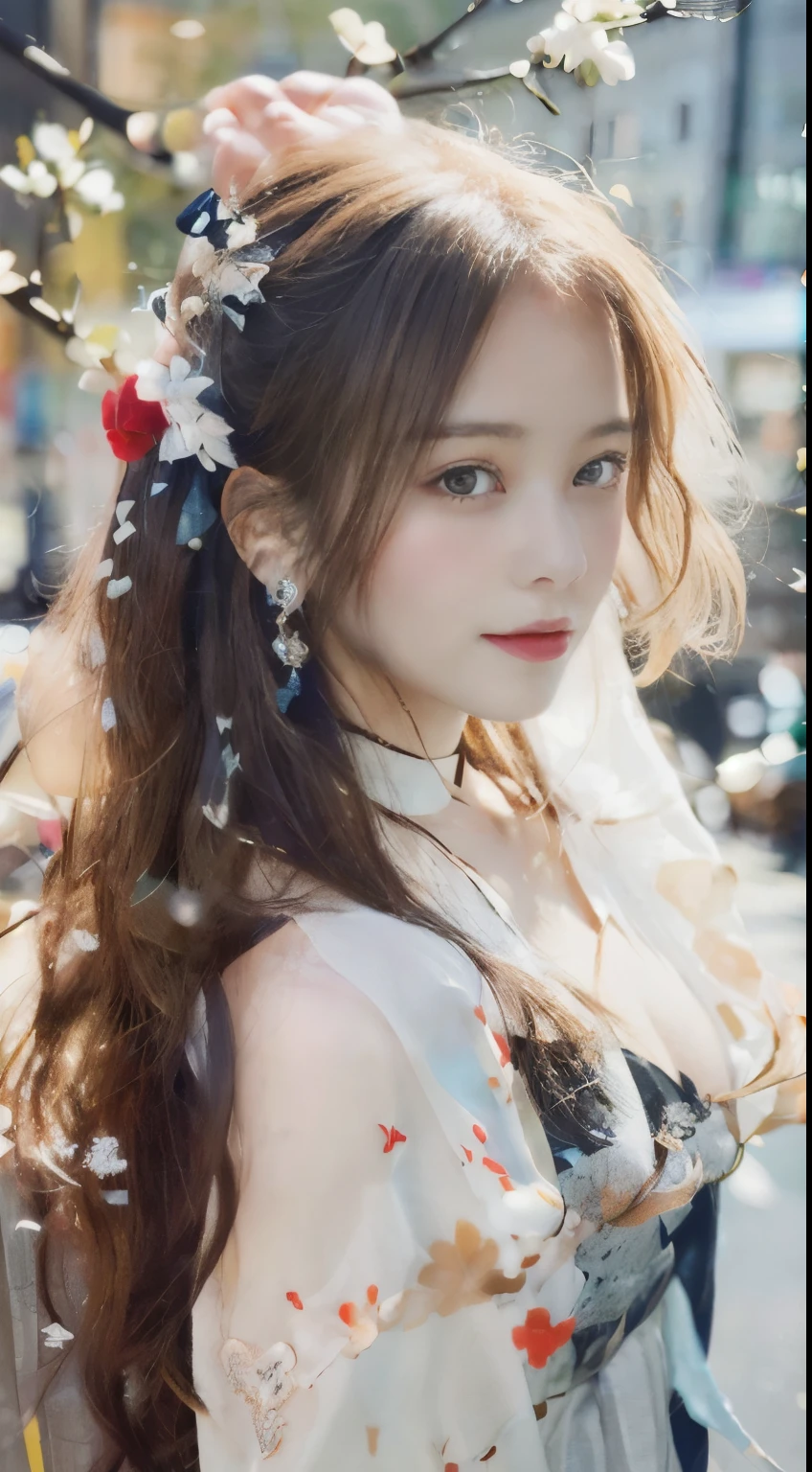 最高qualityのdetailed:1.2, realistic, 8k UHD, High resolution, 1 girl:1.2, The 超detailedな, 高qualityのテクスチャ, intricate details, detailed, 高qualityの影, detailed 美しく繊細な顔, Beautiful details and delicate eyes, Depth of the bounds written, ray tracing, 20's, pretty girl、glow eye, cheek, glossy lips, perfect body, choker、cleavage、 brown hair、ponytail:1.1, street, particle, look at viewer, Photoreal:1.4, 超detailedな, realistic写真, 4K 8k UHD Full Color RAW Photos, fujifilm(medium format:1.2), hasselblad:1.2, carl zeiss:1.1, Incredible dynamic range photography(utility_art:Smoose-768:1.1), High resolution, High pixel count, 明確なdetailed, clear image, natural color reproduction, noise reduction, high fidelity, quality, Software improvements, upscaling, Optimized algorithm, professional level retouching、((Shibuya Ward, Tokyo))、on the way to shopping、((Stylish clothes with great design))、shirt dress: オーバーサイズ shirt dress、Simple and fashionable style