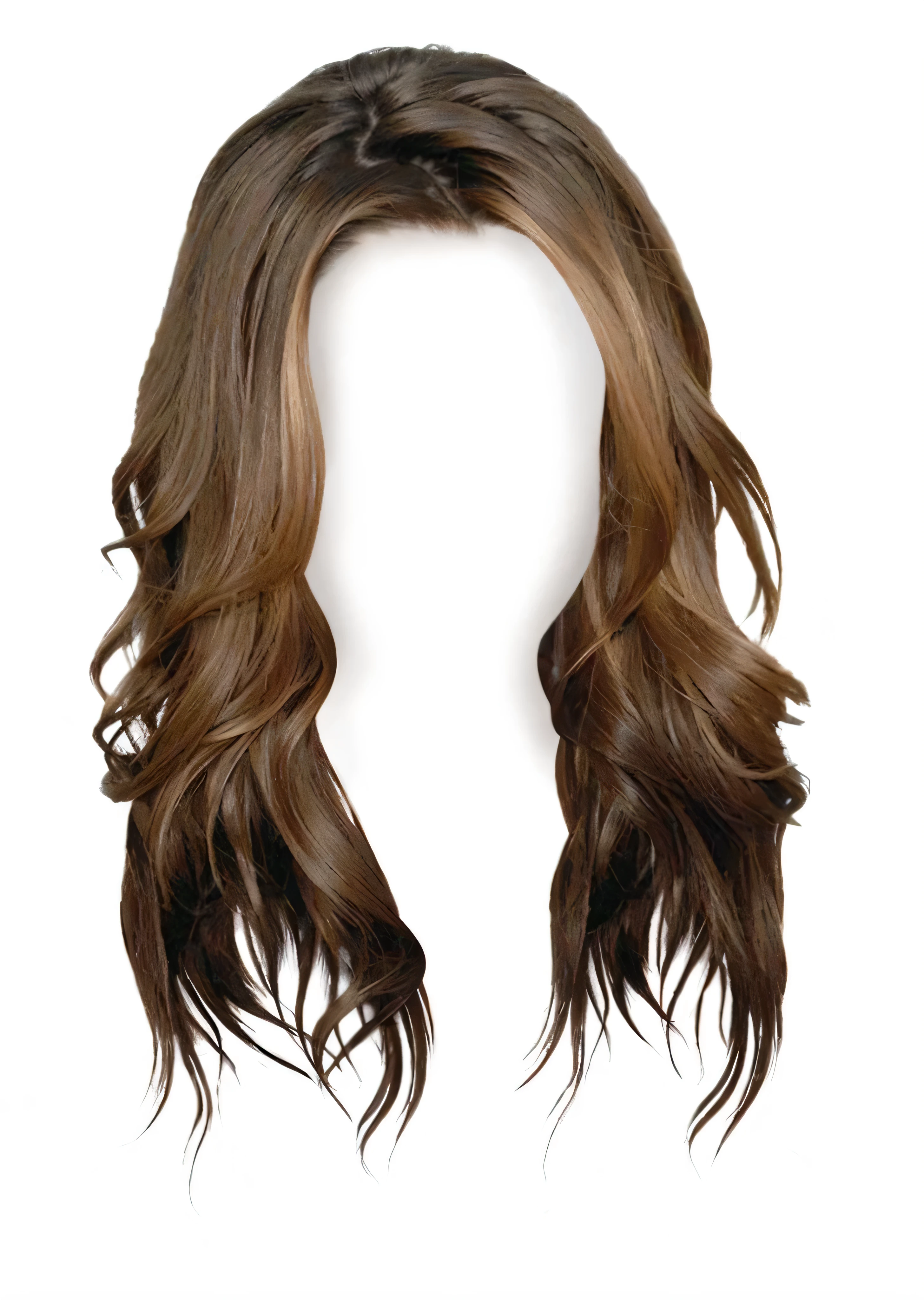 there is a picture of a woman's hair cut in half, realistic hair, full head of hair, long brown wavy hair, long wavy brown hair, dynamic wavy hair, hair : long brown, hair texture, brown wavy hair, long wavy hair, long wavy brunette hair, detailed hair foggy, light brown long wavy hair, long wavy blond hair, hair flowing down