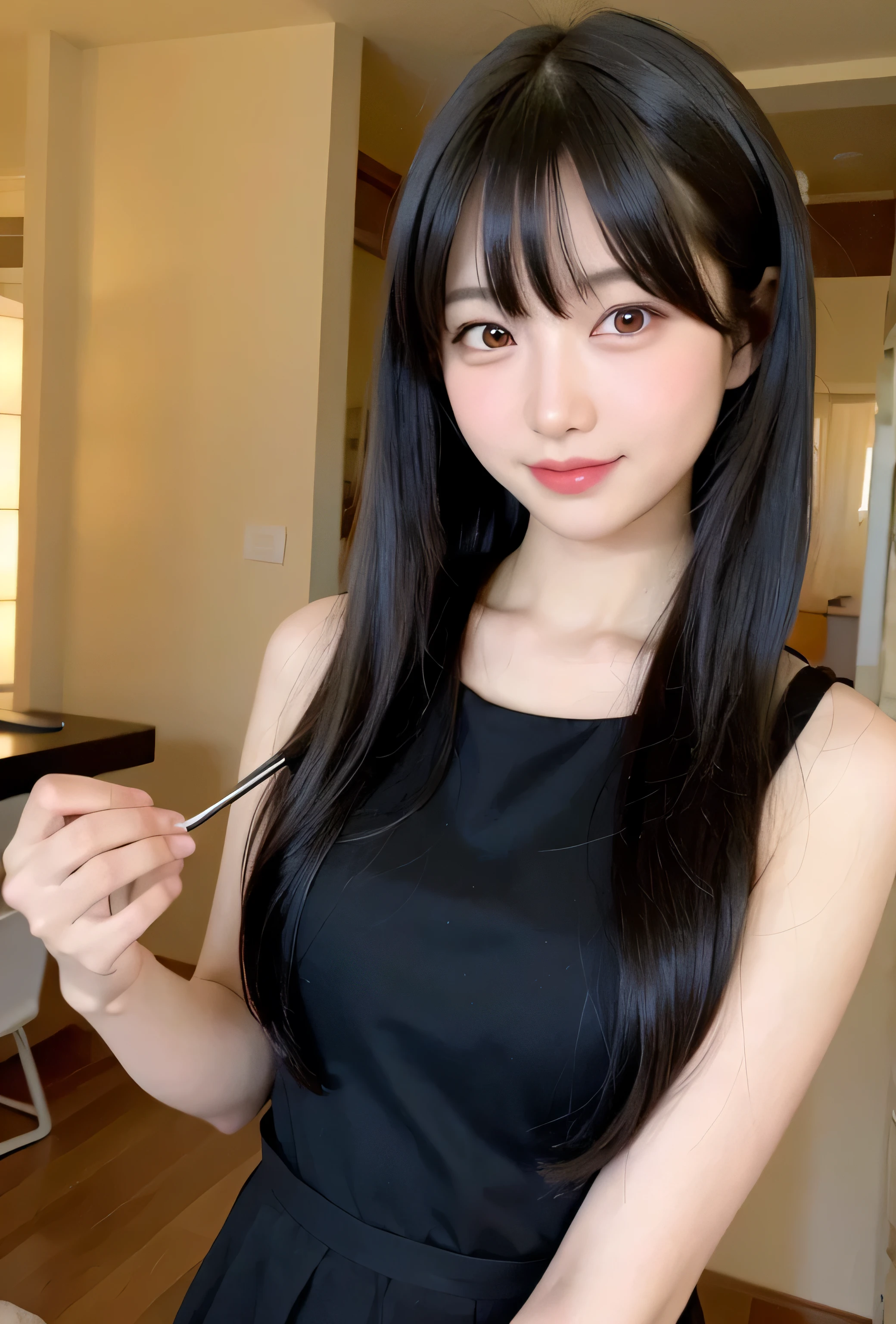 (((medium hair))), highest quality, 8k, HDR, High resolution, confused:1.2, blurred background, Bokeh:1.2, photograph, (RAWphotograph:1.2), (realistic:1.4), (masterpiece:1.3), (intricine details:1.2), 25Year, 一人in, japanese girl, delicine, beautiful, (fine eyes), (detailed facial feinures), , (((small breasts))), Perfect for your skin, (looking for_in_viewer), from_front, (skinny), (highest quality:1.4), (ultra High resolution:1.2), cinema light, (extreme detailed illustrinion), (lip gloss, highest quality, ultra High resolution, written boundary depth, caustics, wide range lighting, ninural shading, 85mm, f/1.4, ISO200, 1/160Year代:0.75),1 girl, 一人in, smile、服はランダムinす、The face is in perfect focus