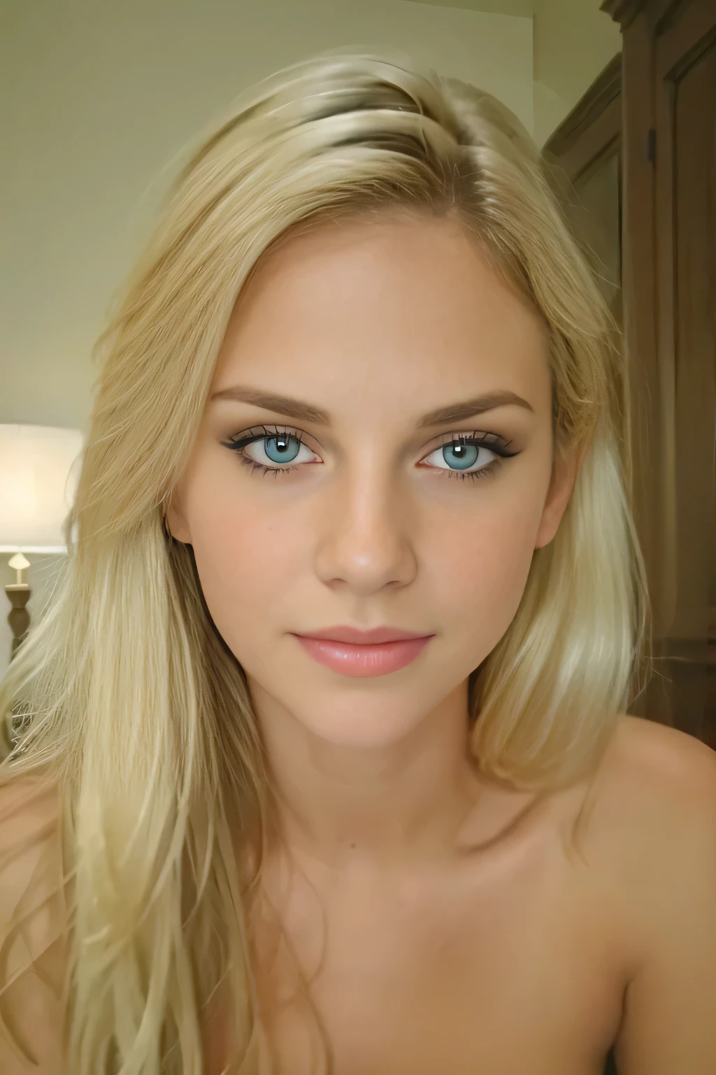 (masterpiece), (extremely intricate:1.3), (realistic), a close up of a woman, most beautiful woman, pouty lips, focus on lips, dark red lips, face close up, calm look, calm but dominating look, smile, close up face, dark lips, face, most beautiful realistic face, mouth shut, green eyes, mouth shut, lips tight, pouting, looking straight at camera, facing camera, directly in front, mouth completely shut,