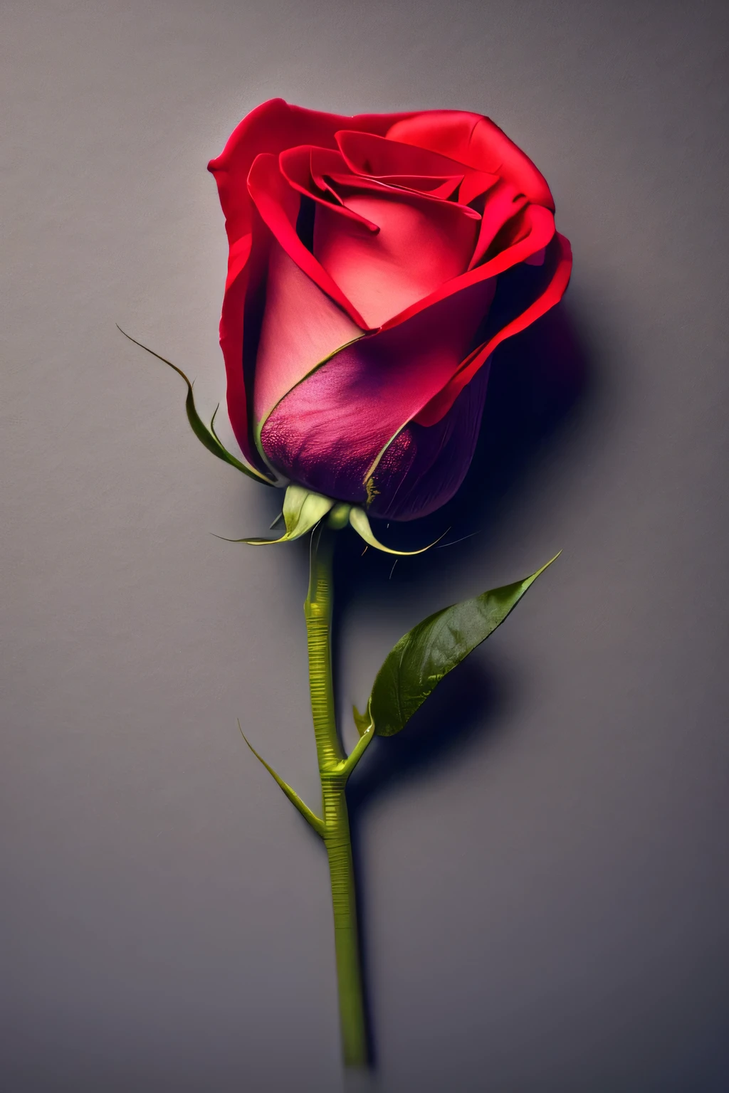 March 8,bright red rose on a black background behind the glow of a blue-gray haze,Wallpaper 8K.