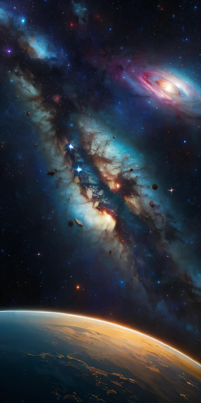 masterpiece, best quality, high quality, Very detailed CG unity 8k wallpaper, depth of field, high dynamic range,,lifelike,Very detailed, complicated, high detail, universe, space, galaxy, Star, planet, astronomy, universe, heaven, nebula, black hole, solar system, universe射线, supernova, deep space, astronomical object