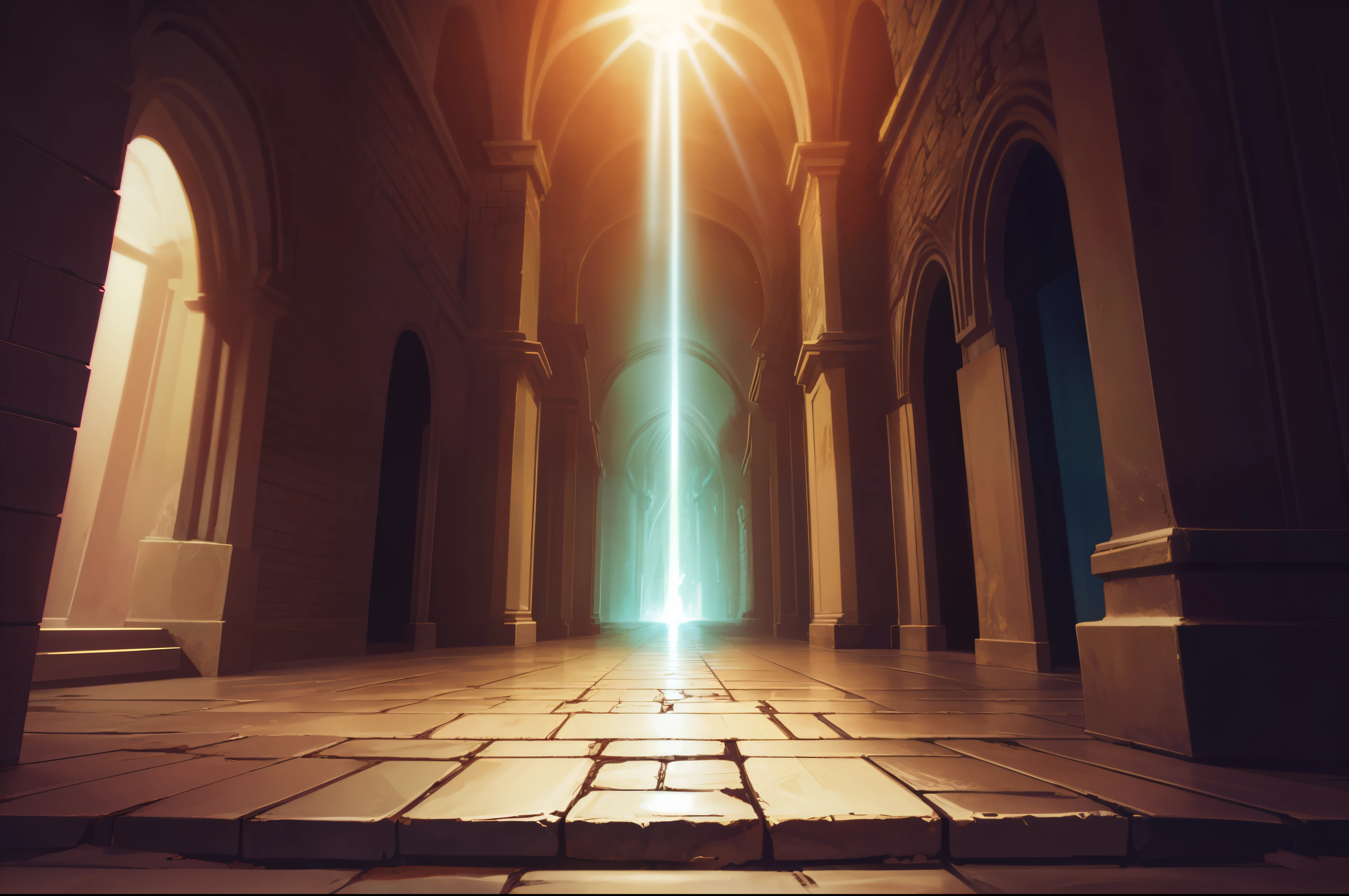 Close-up of stone floor with light shining through it, andreas rocha style, inspired Written by Andreas Rocha, the style of andreas rocha, entrance to an Ancient dungeons, Ancient dungeons, Written by Andreas Rocha, Fantasy Dungeon, Entrance to the etheric realm, High quality digital concept art, dramatic concept art, Portal to the etheric realm, dungeon background,The Darkest Dungeon, virtue