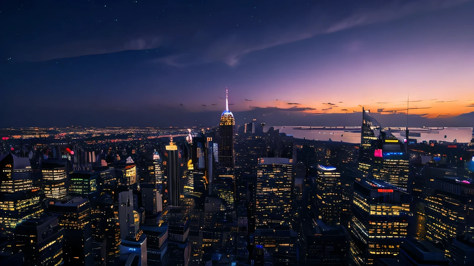 high quality, Super detailed, landscape photography, city night, universe, there are no humans, thank you, Purple gradient background, mysterious atmosphere, wide shot, moonlight, soft lighting, wide angle lens, Huge scale, rich colors