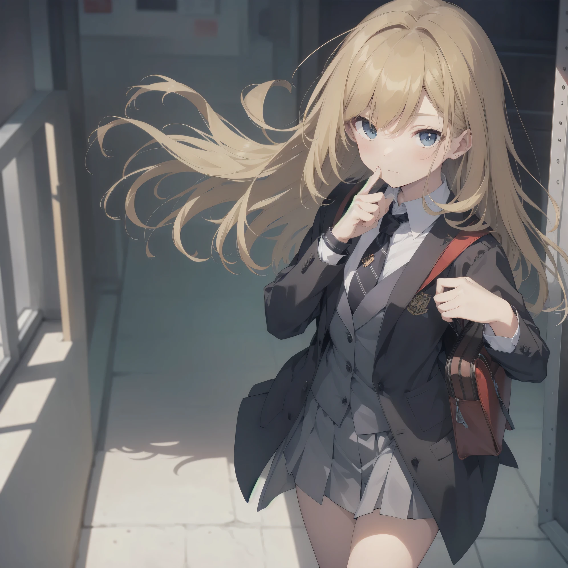 Super absurd quality by the god of art, super detailed, High resolution, anime moe art style, Best Anime 8K Kona-chan Wallpaper, pixiv contest winner, perfect anatomy, break,(眠そうにalone学校へ行く女の子を描いてください. )break,1 girl, (alone,little woman, baby face, 13 years old:1.3),All limbs, full finger,, The charm of an immature body, (very_short hair), Bang, flat chest, small ass, between legs, small black eyes, detailed and beautiful eyes, Well-proportioned iris and pupils, expressive eyes, sleepy eyes, High resolutionの詳細な髪, neck ribbon, shirt, collared shirt, skirt, pleated skirt, school uniform, school bag,(detailed lighting), (detailed background), On the way to school. break,super dense skin, Best cinematic lighting powered by famous artist, 8k, figure,photoshop_(Moderate),Absurd Hi-Res,Hmm,rough skin,break,((artist:mifuru)),artist:Fujichoko, artist:Fujiyama,artist:hanekoto 