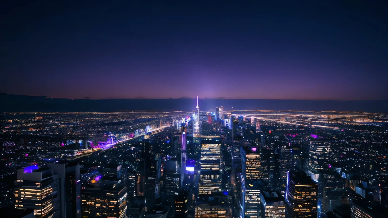 high quality, Super detailed, landscape photography, city night, universe, there are no humans, thank you, Purple gradient background, mysterious atmosphere, wide shot, moonlight, soft lighting, wide angle lens, Huge scale, rich colors