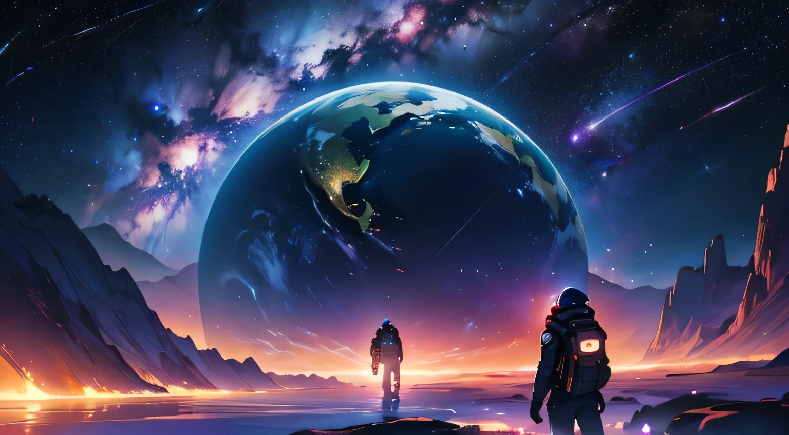 Milky Way，universe，Shock，Earth，space，planet，nebula，Science fiction，man