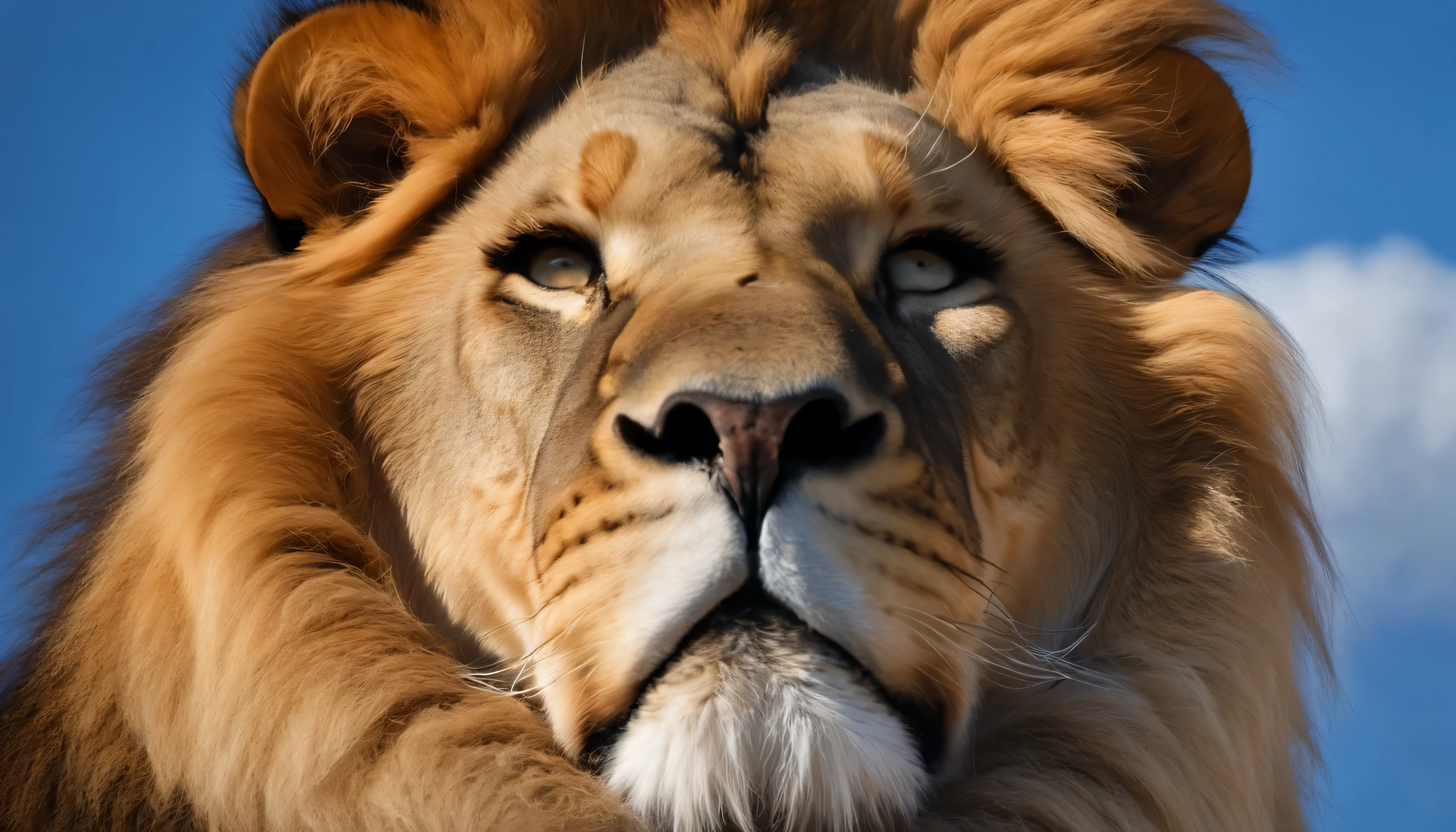 A majestic lion made of puffy white clouds