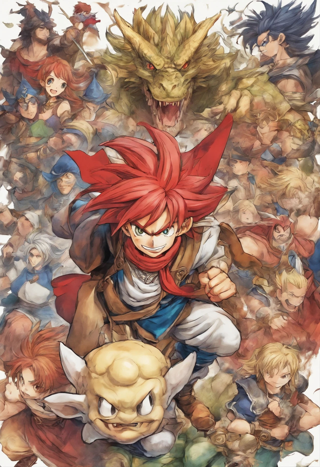 akira toriyama style、dragon quest、Lotto Hero、fierce battle