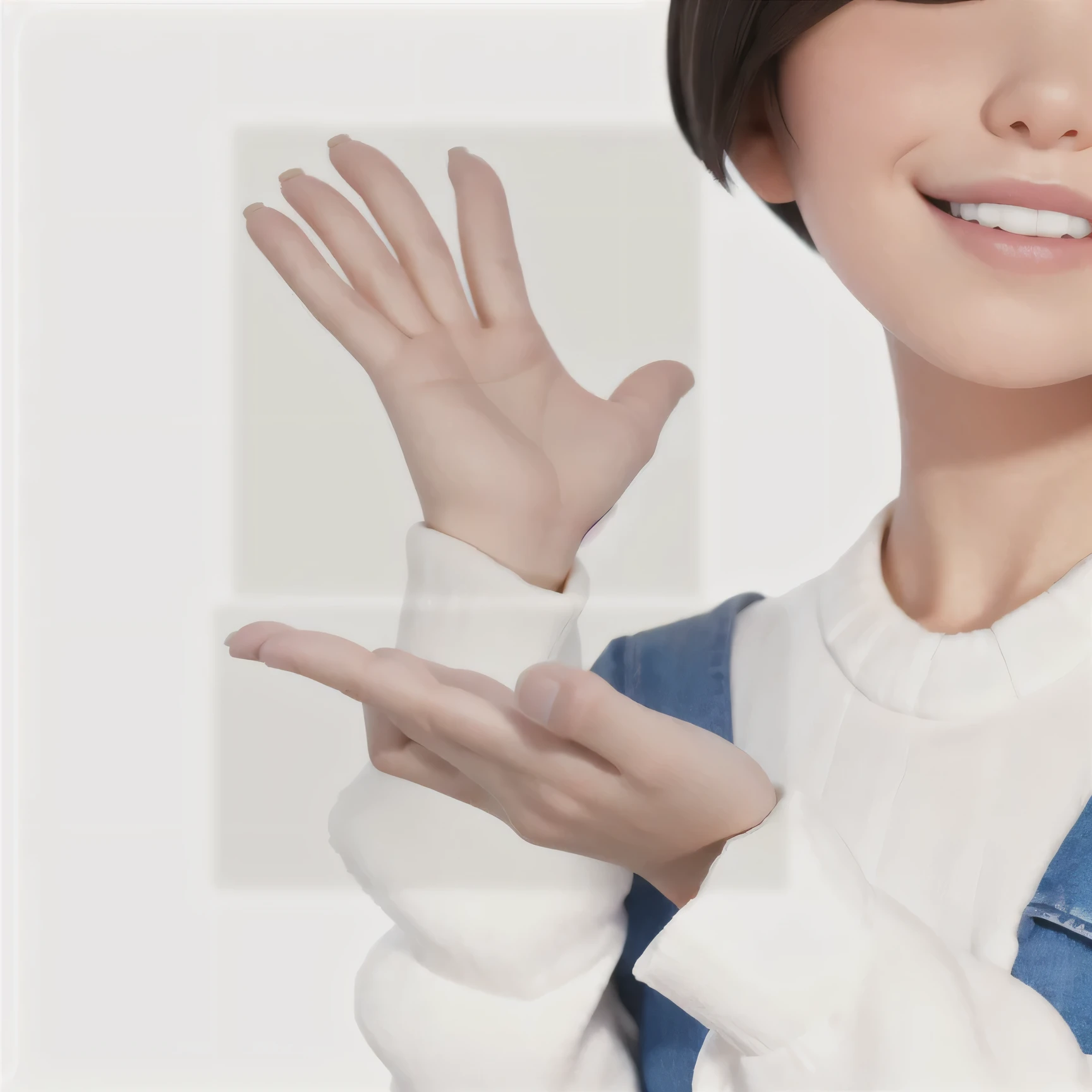 comics,pixar style,There is a woman raising her hands in the air, advertising image, Teburi, advertising photo, with your index finger, waving hands, yasumoto oka, waving, [ realistic pictures ]!!, Teburis, woman&#39;hand of, waving arms, Close-up of intense gesture style, wave to the camera, no background, Chiho