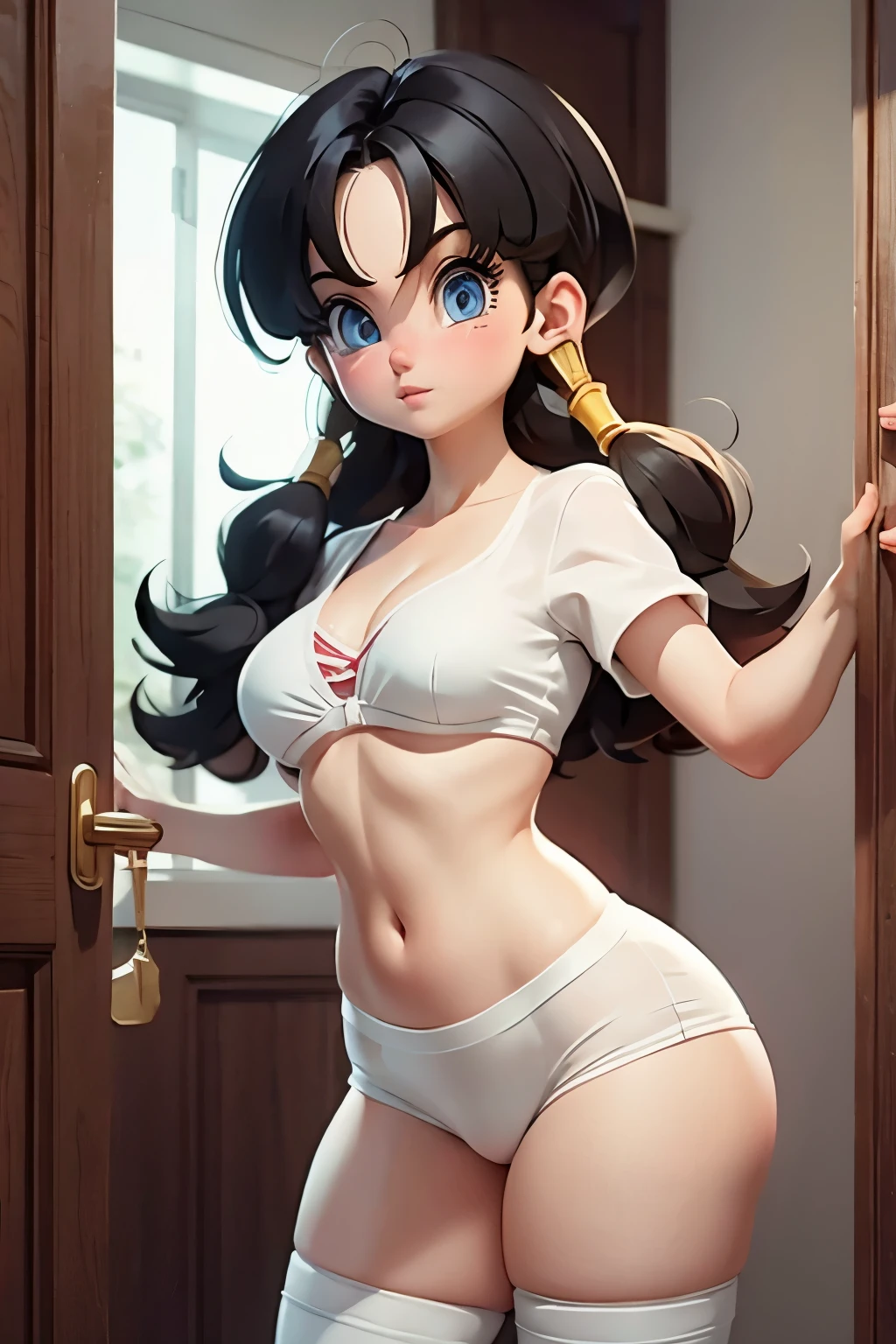 masterpiece, best quality, videl, white spats, white bra