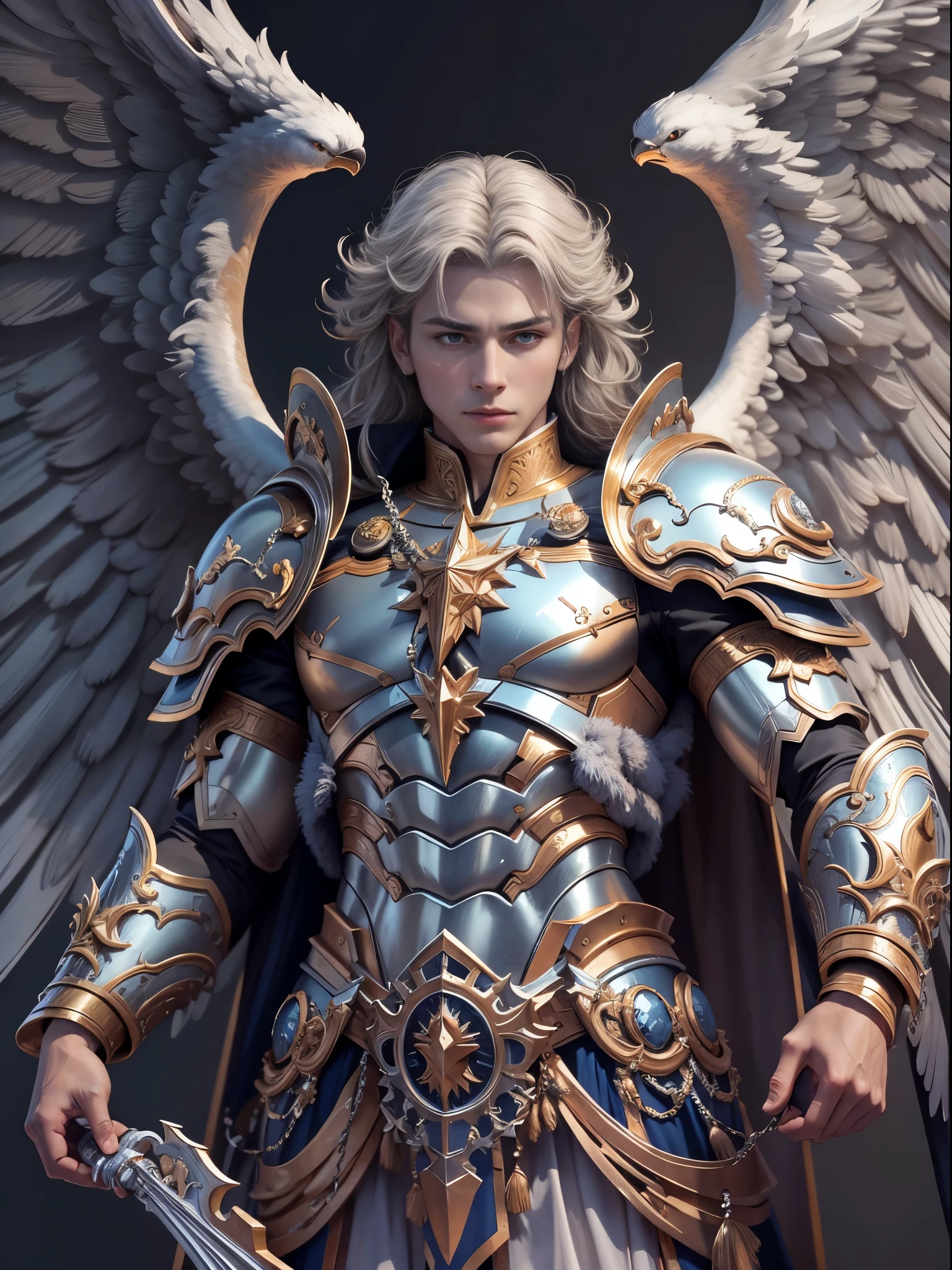 archangel michael、Four Archangel Last Piece,highest quality,super detailed,High resolution,High resolution,4k,Portrait in 4k,8k,8k Portrait,unity 8k wallpaper,Highly detailed CG,realistic,RAW photo,real person,portrait photography,realistic,shiny skin,fine skin,