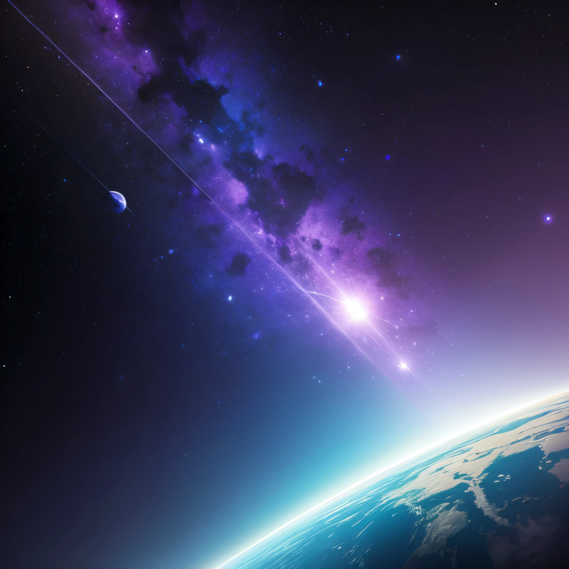 create a blue and purple cartoony space background