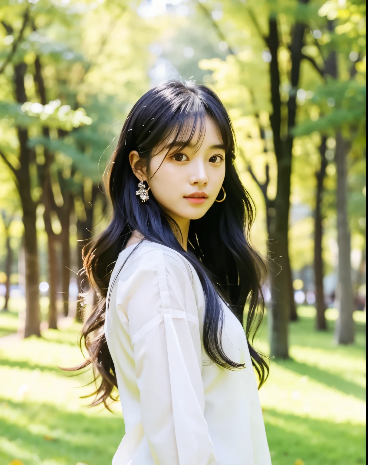 there is a woman with long hair wearing a white shirt, ulzzang, korean girl, heonhwa choe, sakimichan, xintong chen, sun yunjoo, lee ji - eun, lee ji-eun, wenfei ye, jaeyeon nam, park ji-min, jinyoung shin, chiho, yun ling, gongbi