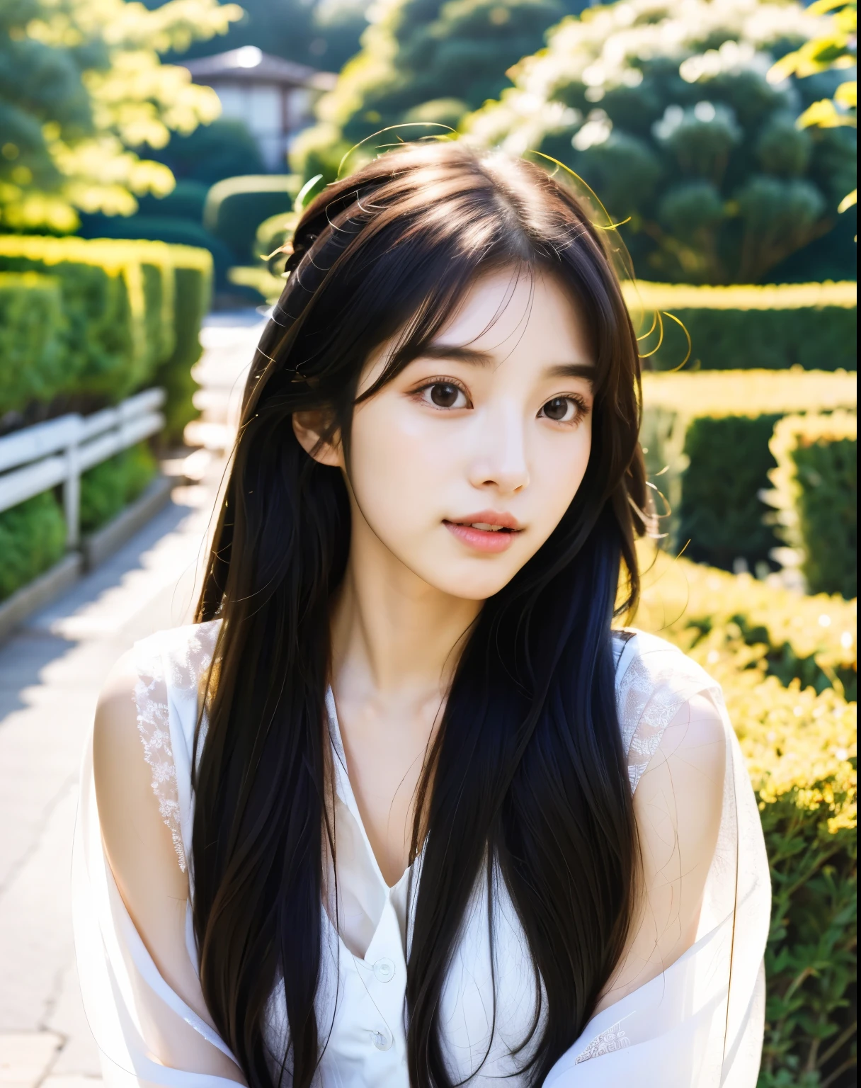 there is a woman with long hair wearing a white shirt, ulzzang, korean girl, heonhwa choe, sakimichan, xintong chen, sun yunjoo, lee ji - eun, lee ji-eun, wenfei ye, jaeyeon nam, park ji-min, jinyoung shin, chiho, yun ling, gongbi