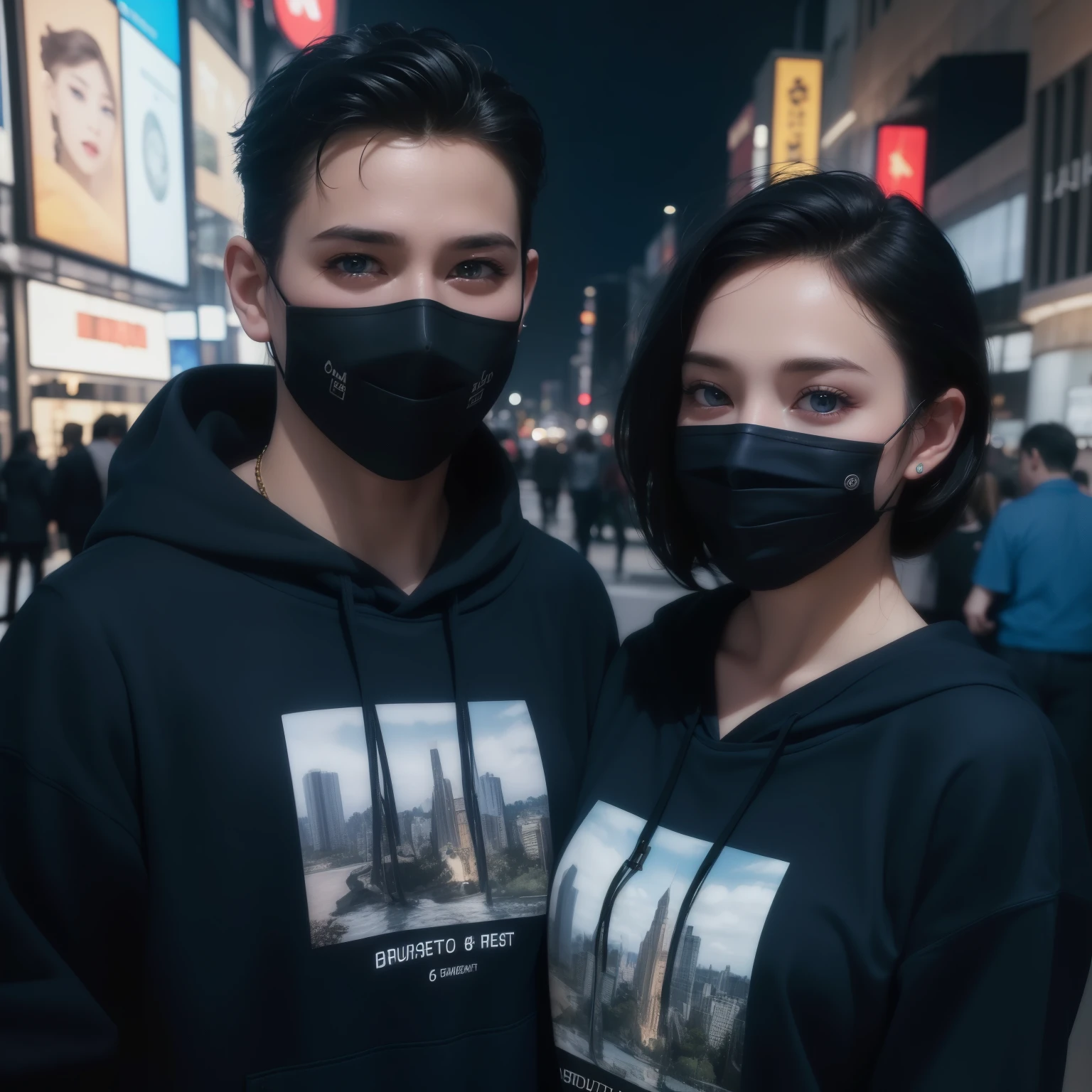 Couple, woman and man, Beautiful big breastokeh), indoors, detailed luxury living room, gentle and charming beautiful goddess, Korean(kpop-idol), solo, necklace, oval face, double eyelids, smart, good hands, good feet, Natural, (from below angle), (glossy skin:1.05), ((low angle)), Perfect figure, (64k, UHD, RAW photo, best quality, masterpiece:1.4), (realistic, photo-realistic:1.37), ultra high res, photon mapping, radiosity, physically-based rendering, professional soft lighting, blue eyes, mask, (man curly hair), (woman bigs tits)
