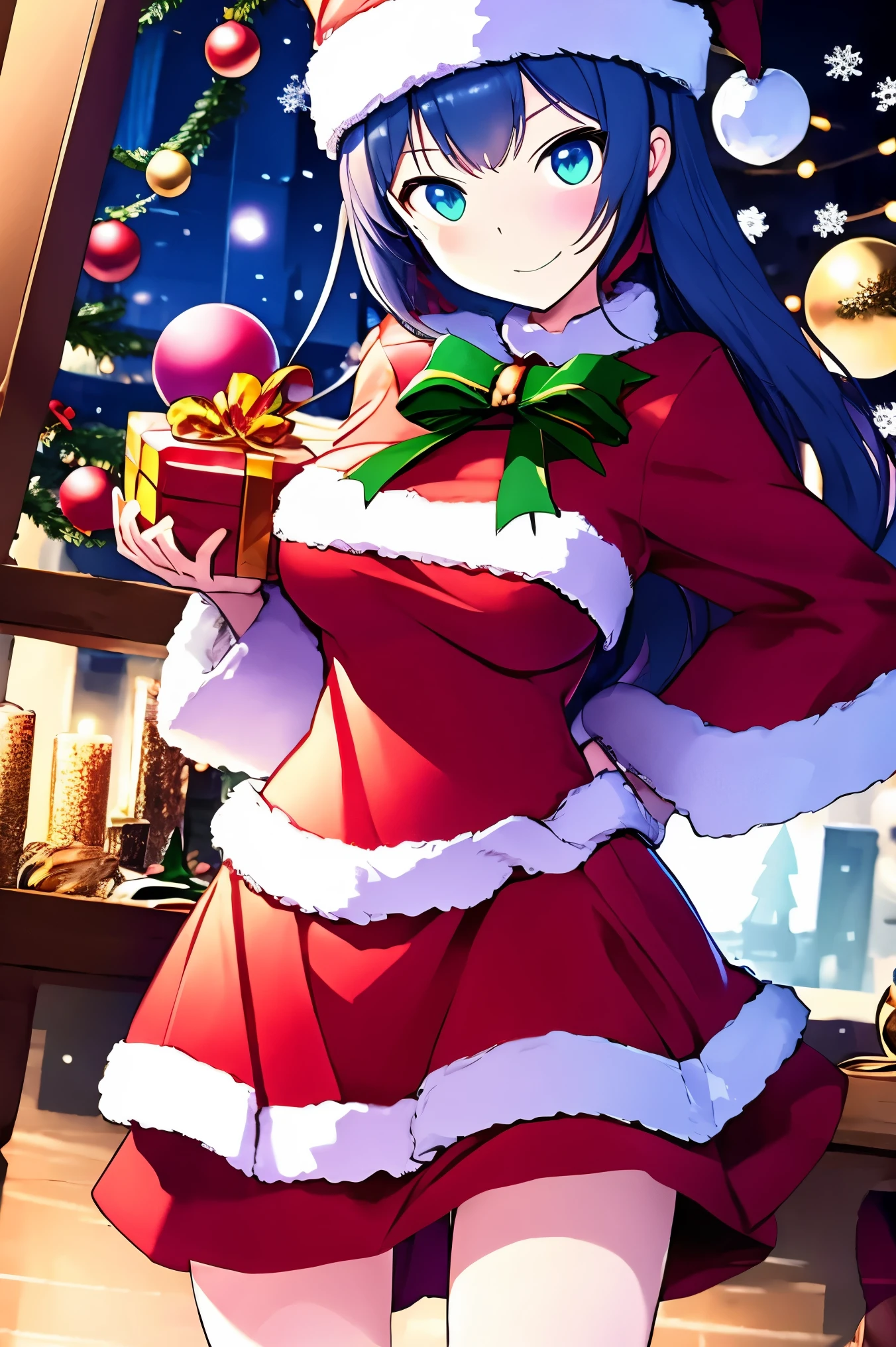 Christmas scene, 1girl, Christmas_clothing