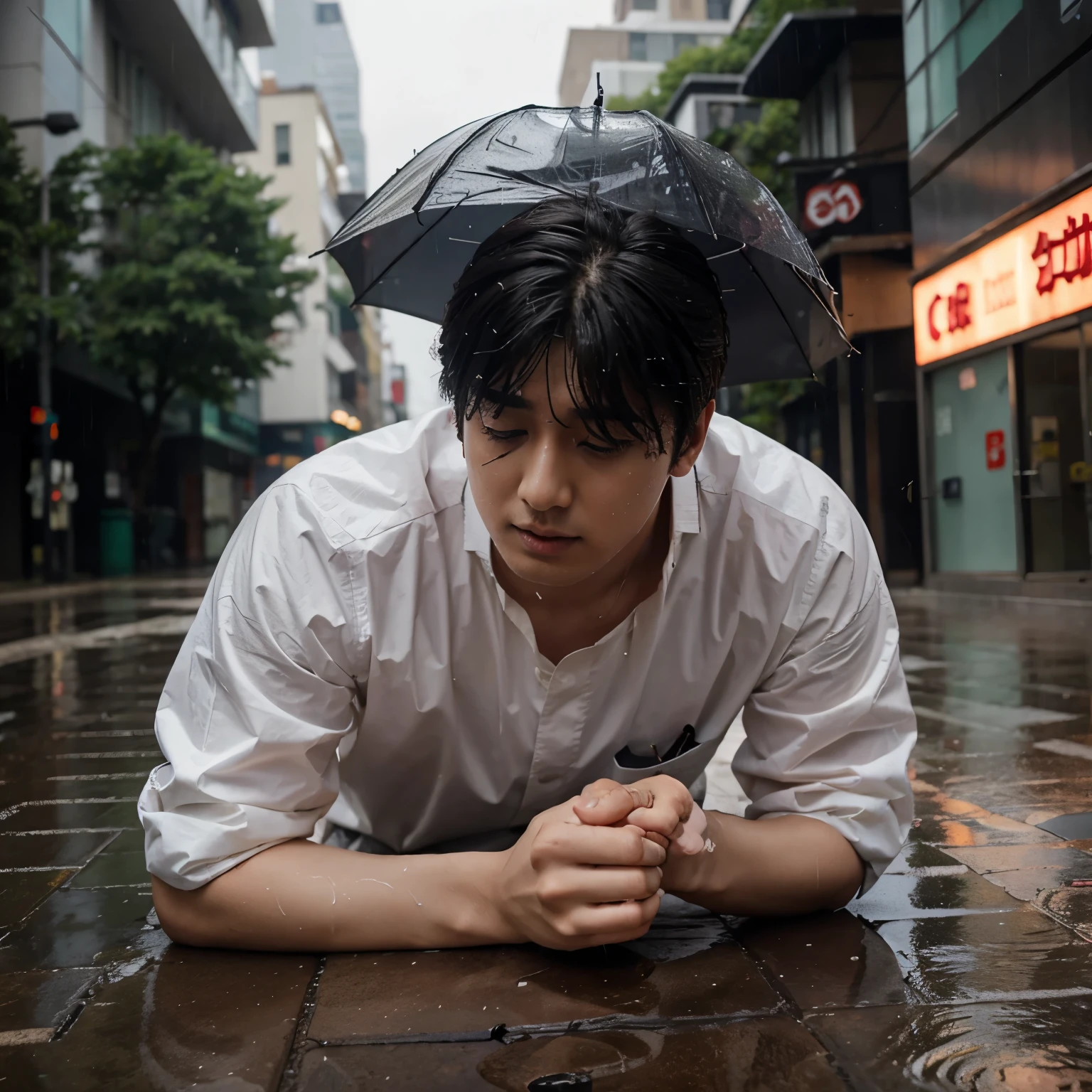 The weather was rainy and Kim Seokjin was injured on the ground 