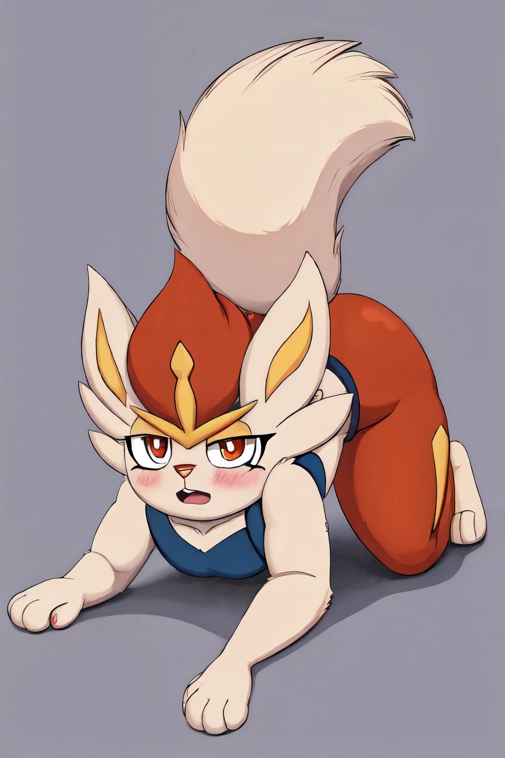 cinderace, all fours