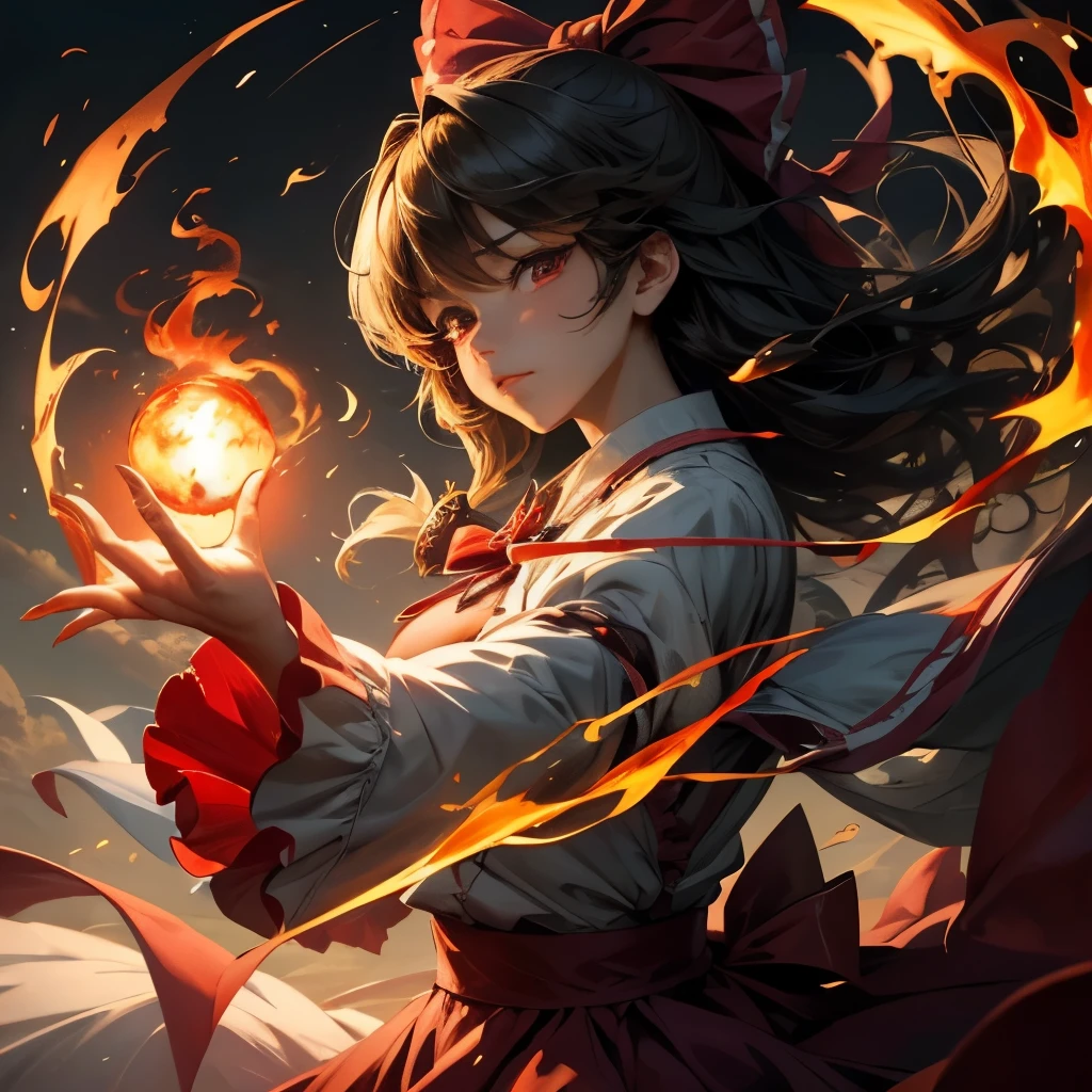 ((highest quality、masterpiece、Beautiful finish、normal body、A body without defects、5This finger))The undefeated style of the Touhou is the wind of the king, the whole new system of breaking heaven, Ranmi, the Touhou is burning red.
