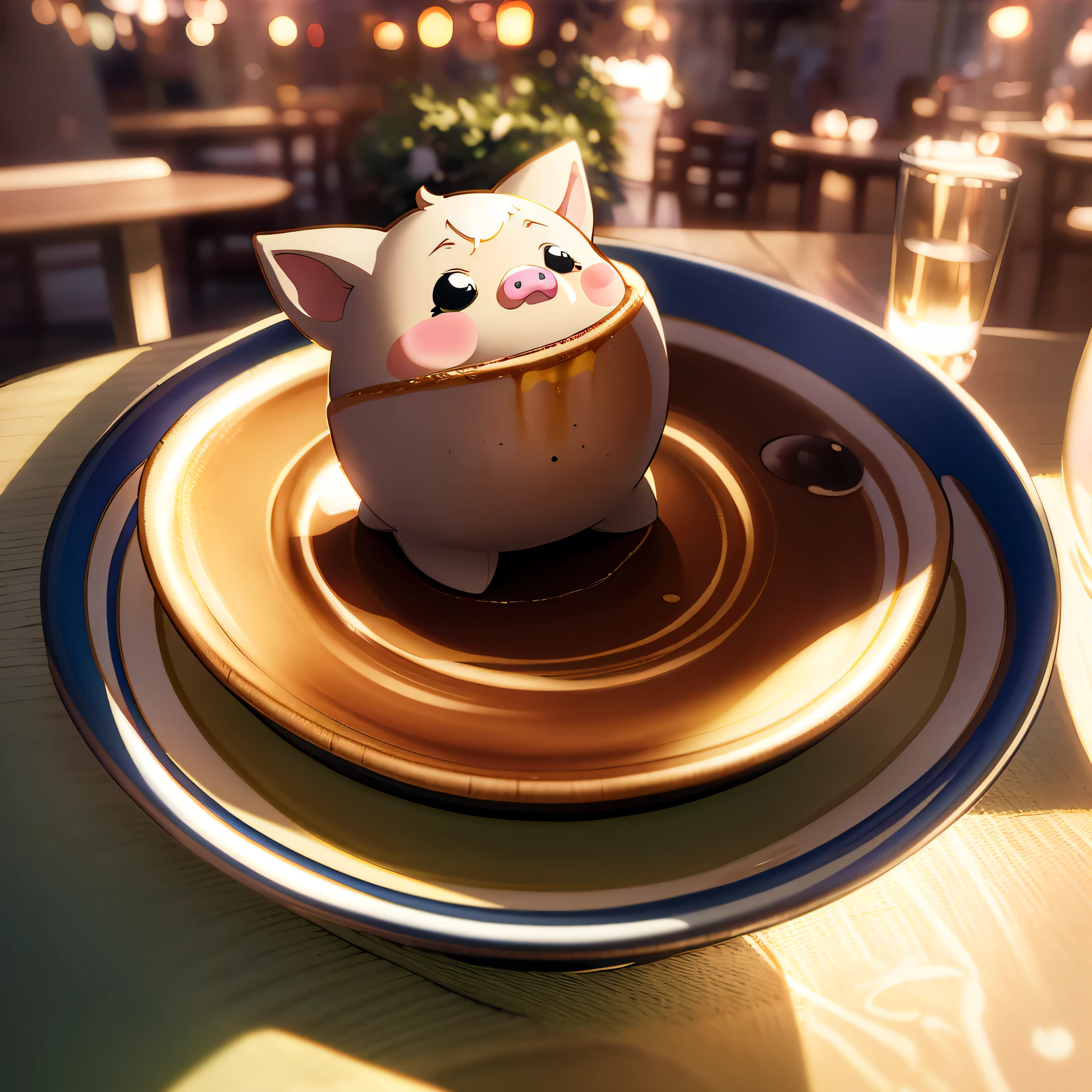 (2D Anime, Cute and Whimsical, Ultra-Detailed, Subtle Shading, Atmospheric Lighting, Realistic Textures), 1 piggy character, Enjoying, Deliciously Detailed Cookie, (Character Design: 1.1), (Anime Art: 1.5), Warm Color Palette, High Level of Visual Appeal, Bold Features, Expressive Emotions, Clear Texture of Crumbs, Shiny Reflections on the Cookie.

The piggy character, with its adorable, chubby features, sat at a small, wooden table in the heart of a quaint 2D anime village. The atmosphere