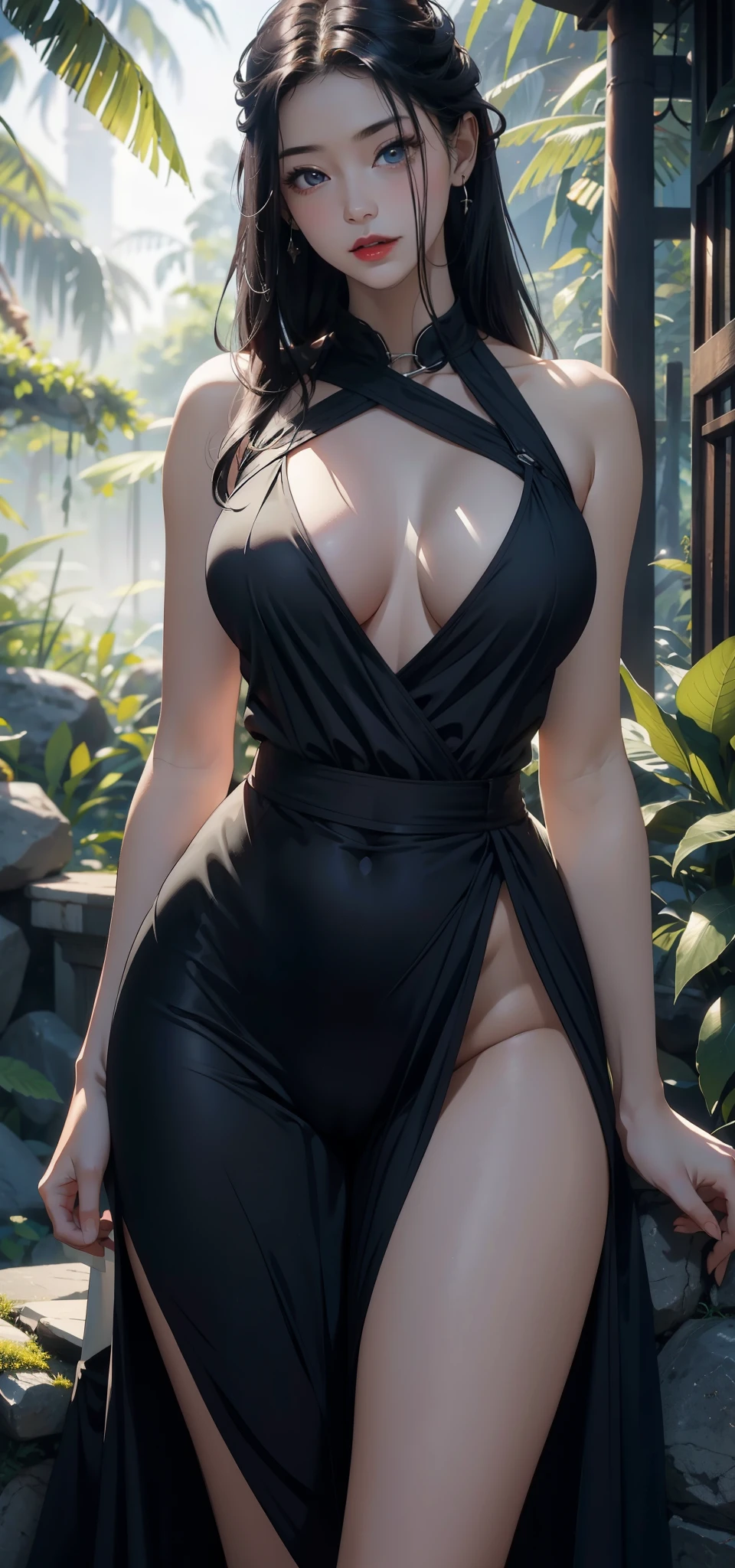 1 female,45 years old,married woman,Leg length, thin waist, 照片曝Light, alone,(background with:in the woods,rainforest,In the summer) She has long black hair,red lips,stand,Look at it from the front, straight hair, There are many clouds in the sky),(Very detailed CG unified 8K wallpaper),best quality,Light,Detailed background,beautiful student,(Very delicate and beautiful),(Beautiful and detailed eye descriptions),super detailed,masterpiece,)),face camera,high resolution,super detailed),extra large breasts, protruding genitals,camel toe,captain america(wear:,,White nudity)