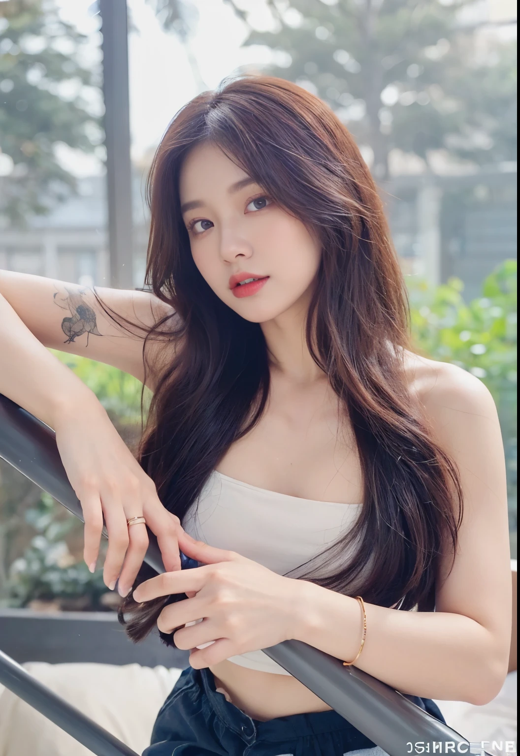 nice images,clear focus,perfect brown eyes,bright red lips,long hair,Home,Look head-on,full pose,wonderful faces..,It looks beautiful。,(((White hollow sexy underwear))),extra focus,Radiant face,facial details,8K resolution,