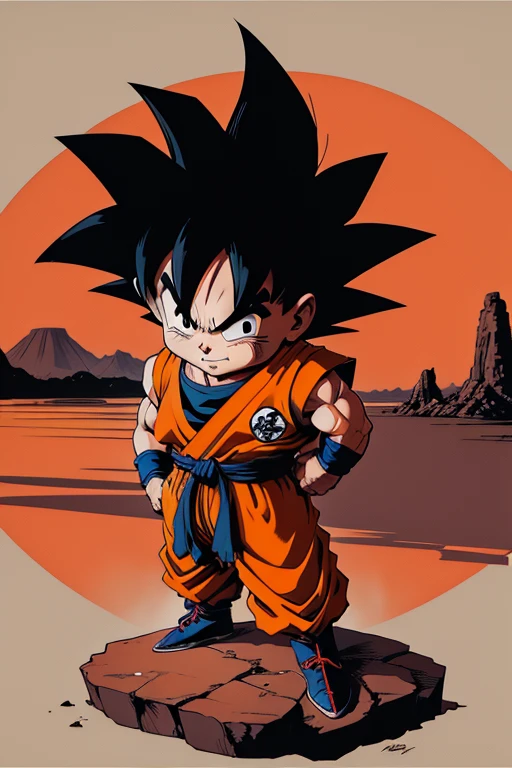 Crie uma imagem linda do Goku se despedindo do seu criador akira toriyama