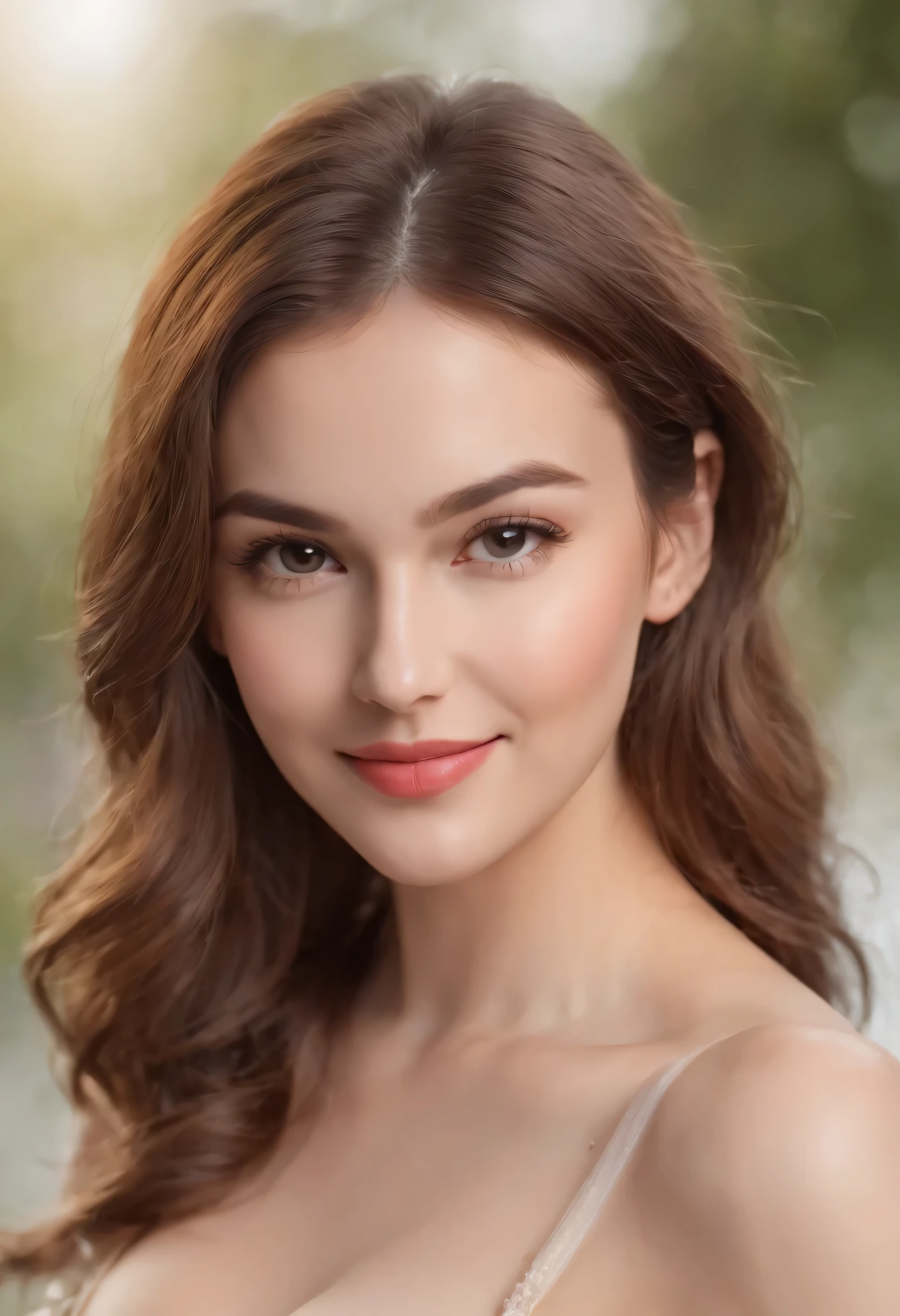 Bust shot, strapless colorful bra, cleavage visible, soft large breasts, smile, European Beautiful model, 1 girl with a beautiful face, Upper Body Professional Photo, (Photo 4K:1.1) , (Sharp Focus:1.3), High Detail, Instagram Pattern Pose, confident, slim girl, big tits:1.3, perfect anatomy, perfect symmetry:1.3, Realistic, realistic face:1.2, perfect face, content, confident, very detailed, and dramatic, Lighting scene, bright lighting, short hair