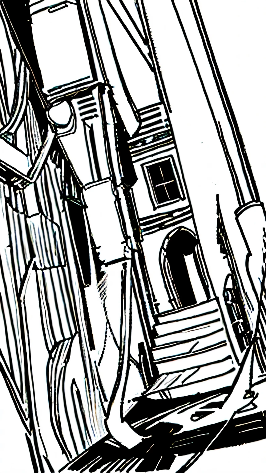 high detail, line art，HD，black and white，comic style