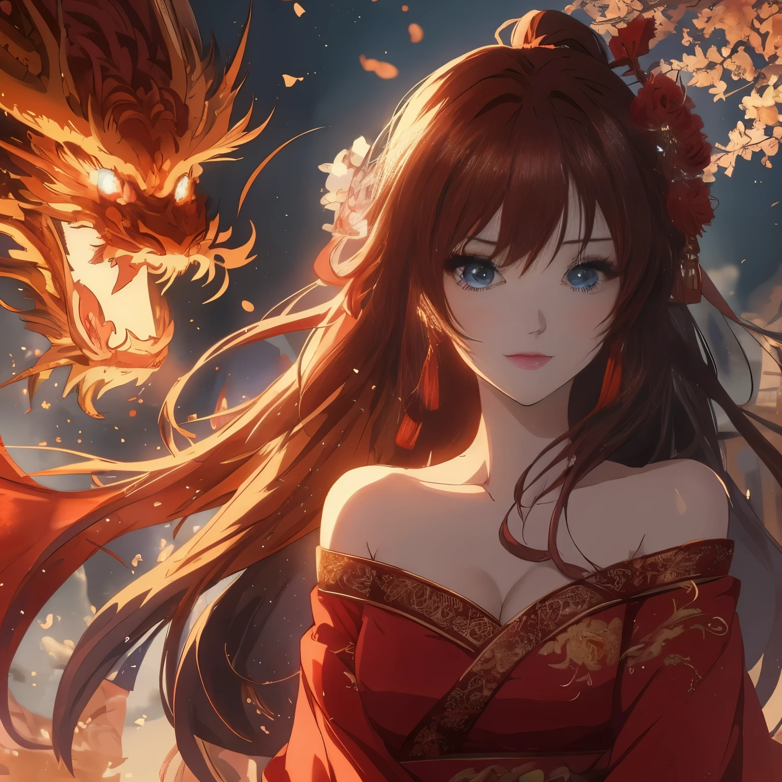Anime girl with blue eyes and dragon in background, anime style 4 k, anime art wallpaper 4k, Anime Art Wallpaper 4k, anime wallpaper 4k, anime wallpaper 4k, anime art wallpaper 8k, Beautiful anime girl, 4k anime wallpaper, beautiful anime style, Beautiful anime woman, anime style. 8k, Beautiful anime, HD anime wallpaper