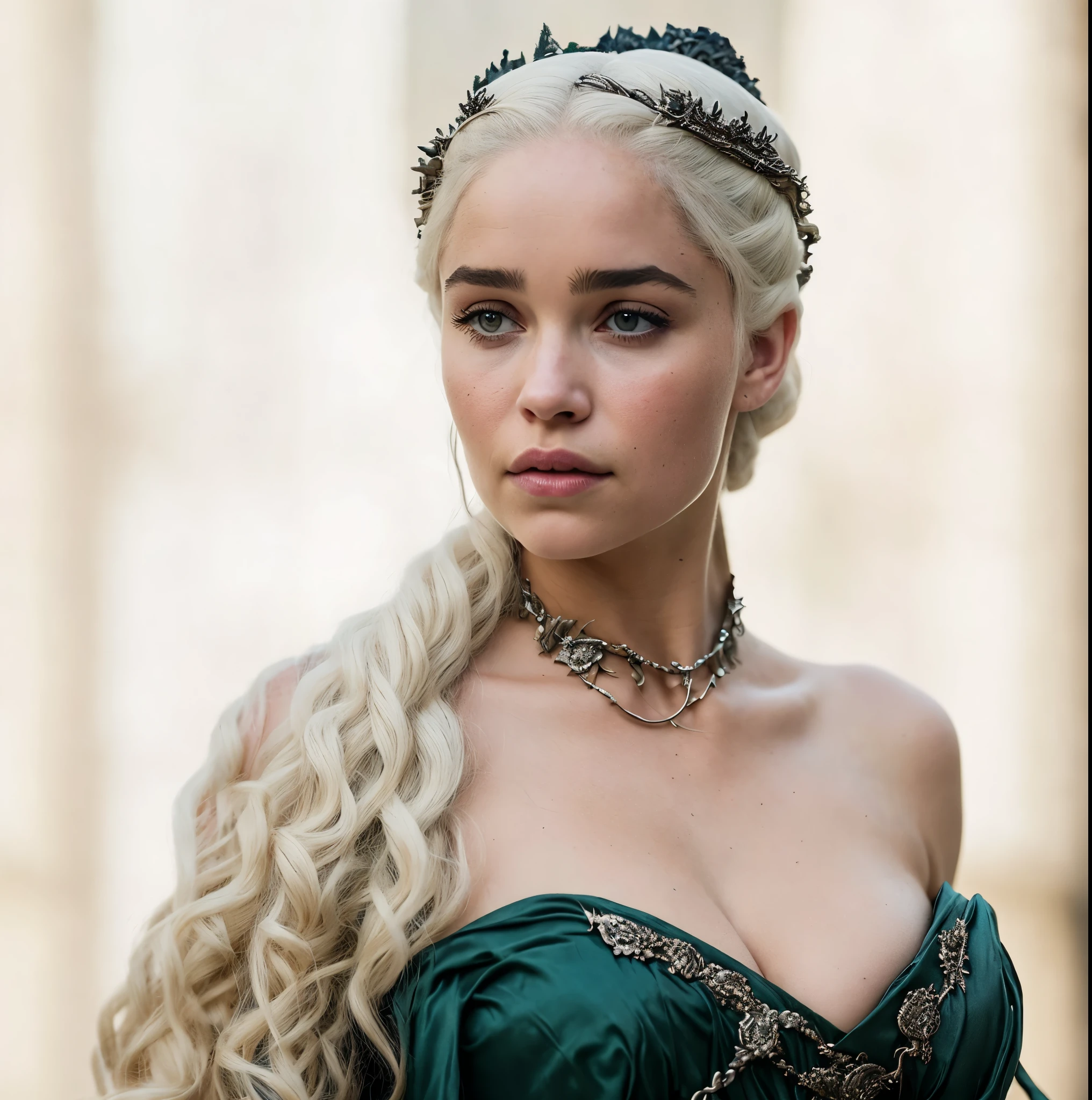 Royal Satin dress, Perfect eyes, flawless Beauty, pierced eyes, Masterpiece, Daenerys Targaryen, Gorgeous woman, queen, Queen Lady, Princess of Dragonstone, black mole on breast, The Unburnt, Queen of Meereen, Queen of the Andals, the Rhoynar and the First Men (claimant), Protector of the Seven Kingdoms (claimant), Khaleesi of the Great Grass Sea, Breaker of Shackles, Mother of Dragons, The One Who Was Promised, Lady of Dragonstone , 45 years Old, she is a Full growned lady now, beautiful mature lady, the queen, milf beauty, mature queen, Best quality, a small, charming Beauty, a captivating woman, fully ripen milf body, lustful queen, alluring appearance, unrivaled beauty, wonderful breasts, large breasts, mediaeval erotic costumes, a Game of Thrones-inspired costume, a close-up of a woman from the middle ages, Daenerys Targaryen, Daenerys, resembles Emilia Clarke, Emilia Clarke, scene from "Game of Throne," deep cleavage, warrior princess, healthy body, perfect thick body, attractive figure, fleshy body, style of "Game of Throne," beautiful lady, beautiful woman, mediaeval clothes, stunning woman, 8K, insane details, dress made of clothes and jewelry, perfect hair, styled hair, high clarity eyes, perfect hands, perfect fingers, perfect eyes