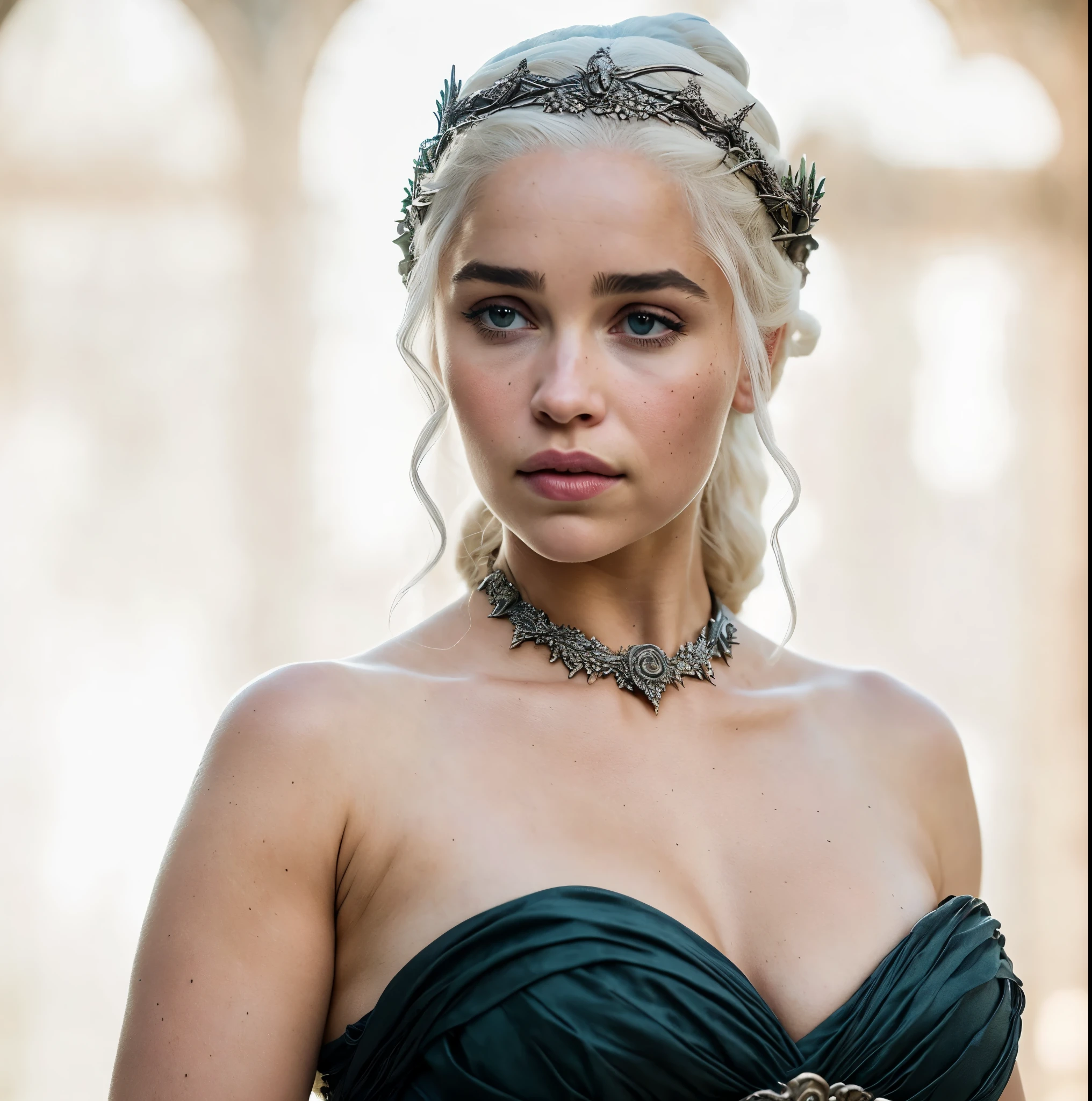 Royal Satin dress, Perfect eyes, flawless Beauty, pierced eyes, Masterpiece, Daenerys Targaryen, Gorgeous woman, queen, Queen Lady, Princess of Dragonstone, black mole on breast, The Unburnt, Queen of Meereen, Queen of the Andals, the Rhoynar and the First Men (claimant), Protector of the Seven Kingdoms (claimant), Khaleesi of the Great Grass Sea, Breaker of Shackles, Mother of Dragons, The One Who Was Promised, Lady of Dragonstone , 45 years Old, she is a Full growned lady now, beautiful mature lady, the queen, milf beauty, mature queen, Best quality, a small, charming Beauty, a captivating woman, fully ripen milf body, lustful queen, alluring appearance, unrivaled beauty, wonderful breasts, large breasts, mediaeval erotic costumes, a Game of Thrones-inspired costume, a close-up of a woman from the middle ages, Daenerys Targaryen, Daenerys, resembles Emilia Clarke, Emilia Clarke, scene from "Game of Throne," deep cleavage, warrior princess, healthy body, perfect thick body, attractive figure, fleshy body, style of "Game of Throne," beautiful lady, beautiful woman, mediaeval clothes, stunning woman, 8K, insane details, dress made of clothes and jewelry, perfect hair, styled hair, high clarity eyes, perfect hands, perfect fingers, perfect eyes