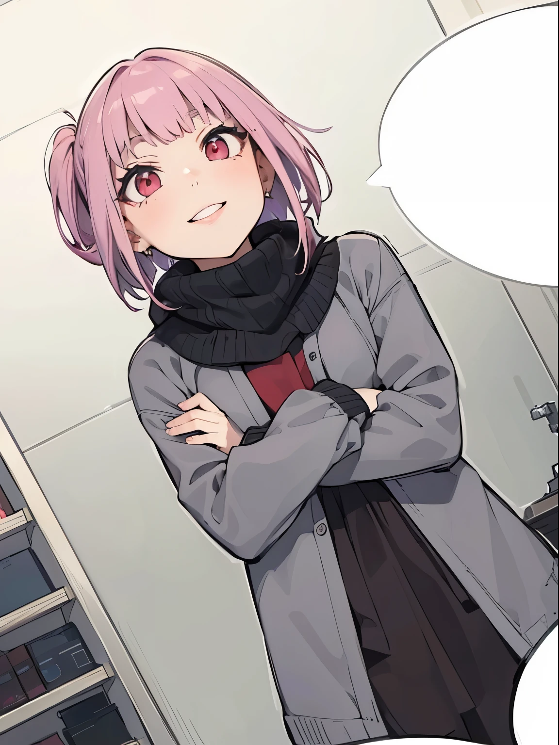 (masterpiece, best quality:1.4), (extremely detailed, 8k, uhd), cinematic shot, natural lighting, ultra highres, vibrant rich colors, (beautiful, aesthetic, perfect, delicate, intricate:1.2), (sharp focus, from front:1.3), eye level shot, 1girl, portrait of a anime girl, young, short pink hair, (extremely hot, attractive, beautiful, sexy, feminine:1.2), calm, expressive red eyes, long eyelashes, relaxed, (smiling:1.2), (beautiful detailed face, highly detailed skin, red eyes), gorgeous, breathtaking beauty, seductive, captivating, pale skin, perfect female figure, (slim:0.5), (highly saturated lipstick, purple pink lips, luscious thick lips, small red star earrings), intricate details, daytime, award winning photography, detailed background, volumetric fx, anime, hyper-detailed