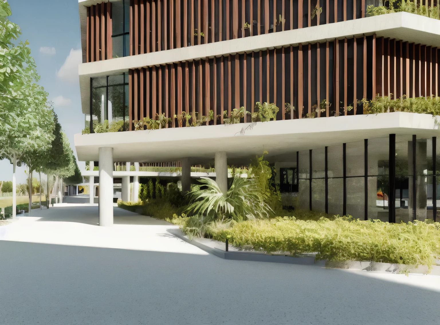 rendering of a modern office building with a large courtyard, architectural render, low angle dimetric rendering, wide angle exterior 2022, professional render, architectural 3 d render, architectural visualization, lumion render, architectural visualisation, architecture render, rendered in lumion pro, highly photographic render, highly detailed render, render corona, realistic physical rendering, architectural rendering