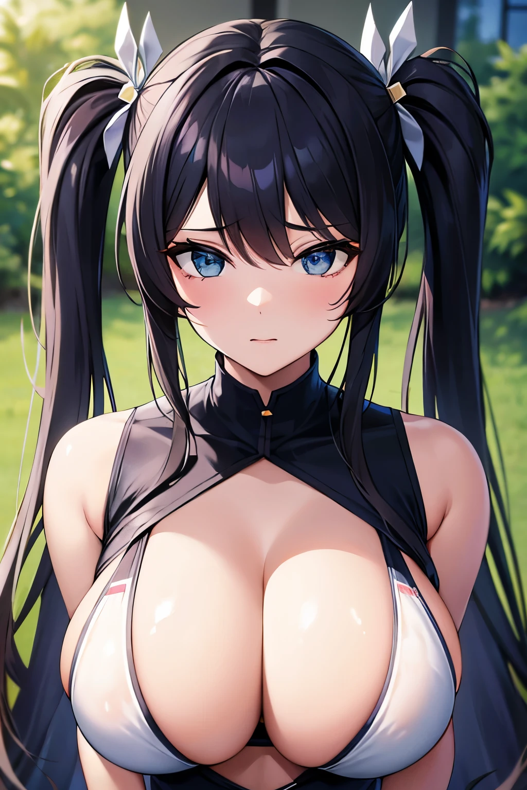 Beautiful girl, twintails, swimsuit, big breasts, cleavage, sexy,