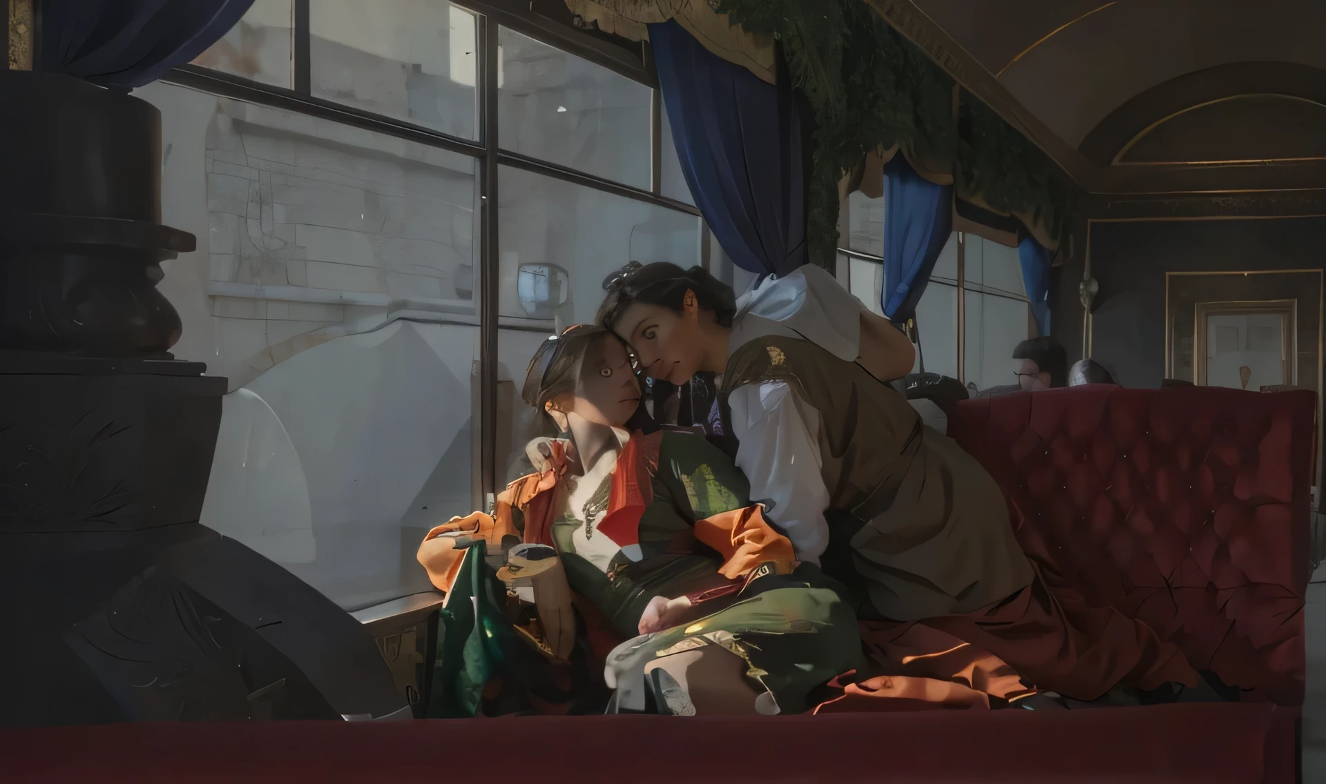 classical renaissance painting, ornament details
in the scene