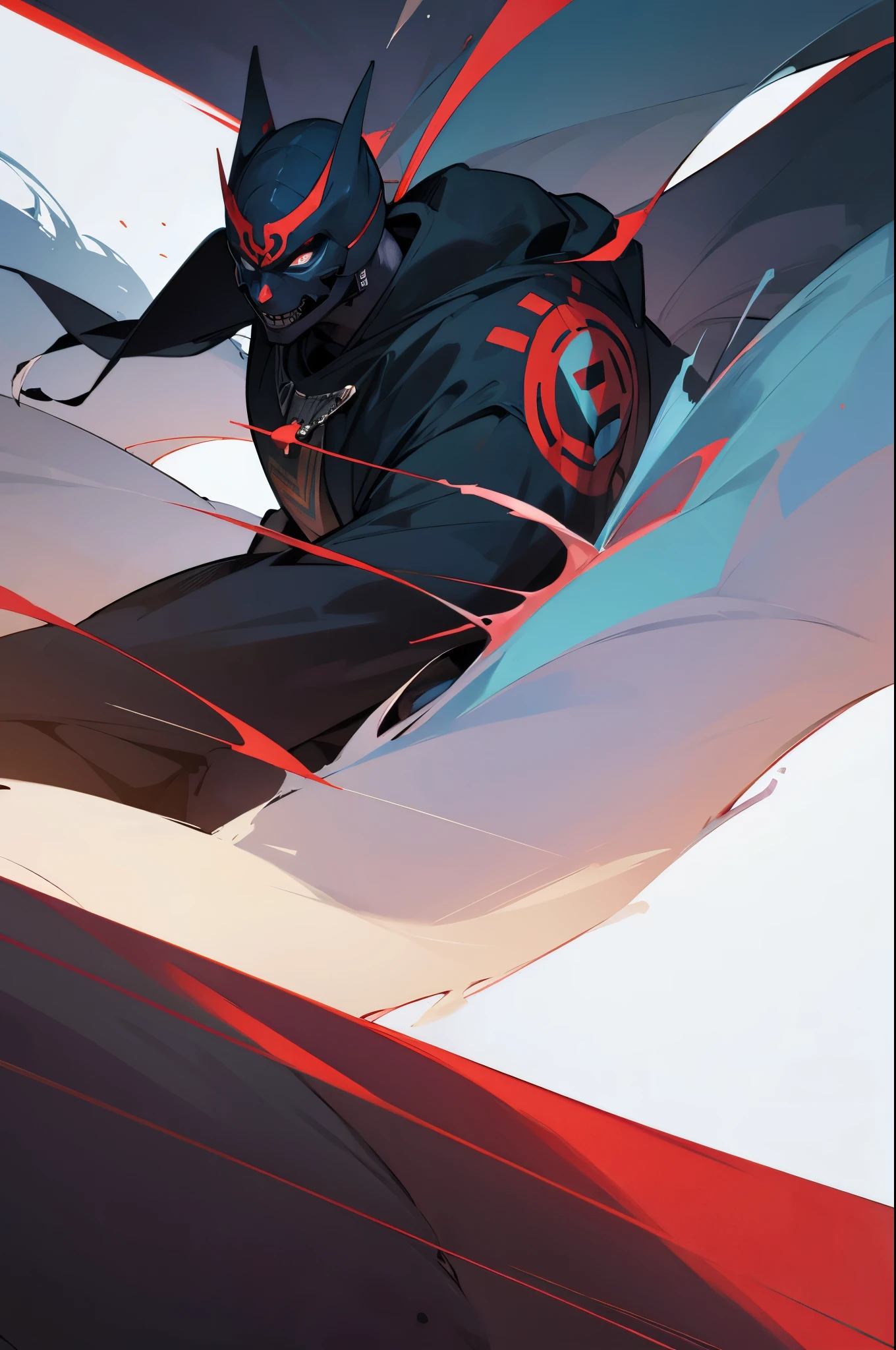 avatar,creepy mask, black robbed outfit, young male