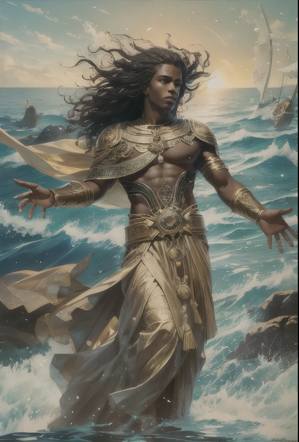 An 8K high definition portrait of a black African man, ange de 18 anos, tout le corps, beauty of Ebony God, The beauty of'un dieu, beautiful ((Un homme noir africain, ange)) Un homme ange noir avec plusieurs ailes majestueuses, long curly hair, Dieu de la mer, Dieu de l'ocean, Luthien, art de dieu, Dieu de la mythologie grecque, Dieu de la Lune, Dieu d'amour et de paix, beau dieu, Mythologie du Dieu de la Terre, the god Eros, un superbe portrait d'un Dieu, Frank Kelly Freas, Style Karol Bak, ((Beau visage)), ultra definition, best quality, 32k ultra | | | | | | ||, ultra high definition | | | | | | |