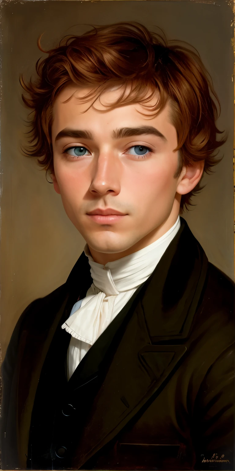 Jeune homme roux, yeux noisette, asymmetrical face