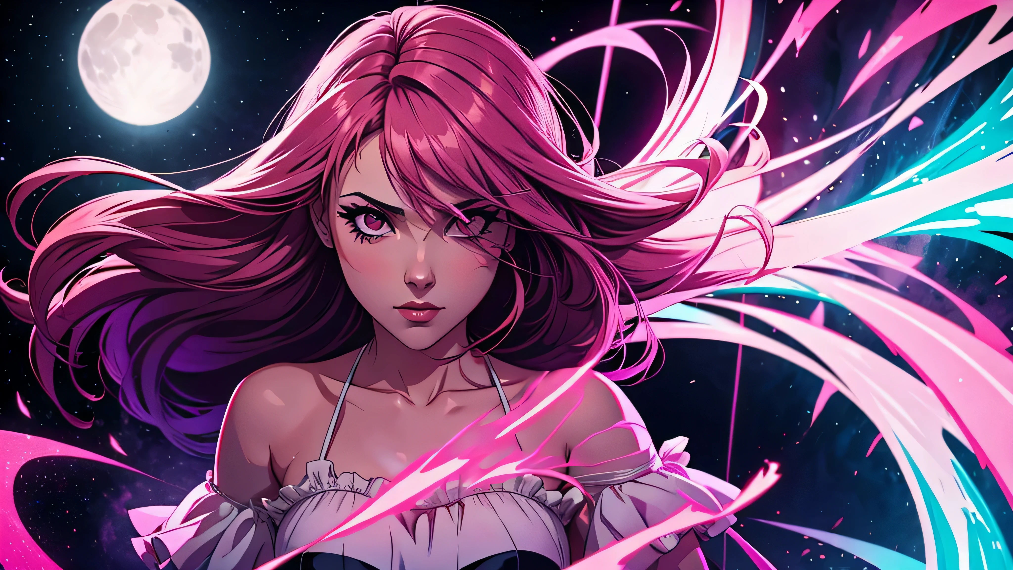 garota de anime, mostrando corpo inteiro, ta, sensual, Capa do álbum Anime Phonk Brain Sick, musica, ondas sonoras, com cores vermelho e preto neon